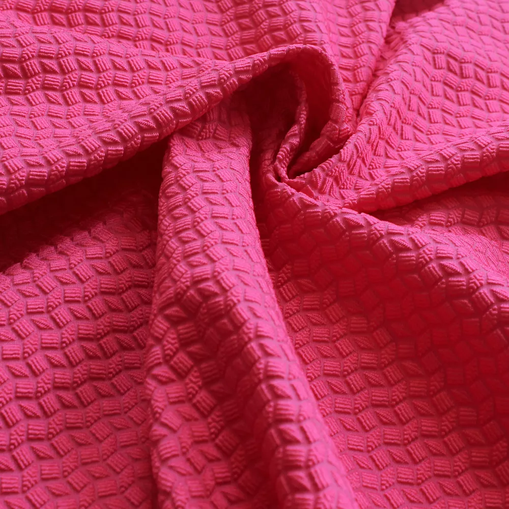 Jacquard met geometrisch reliëf fuchsia - Lorré