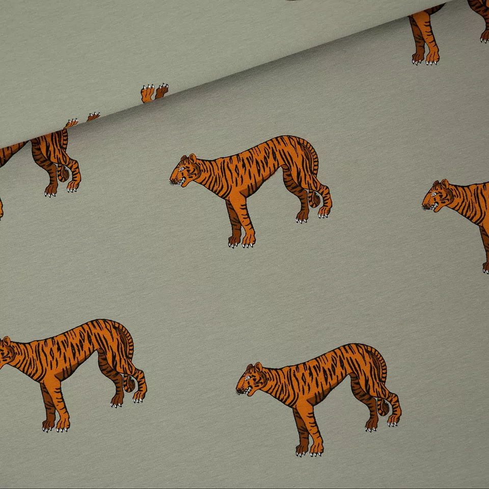French Terry groen met tijgers 'Tiger' - See You at Six