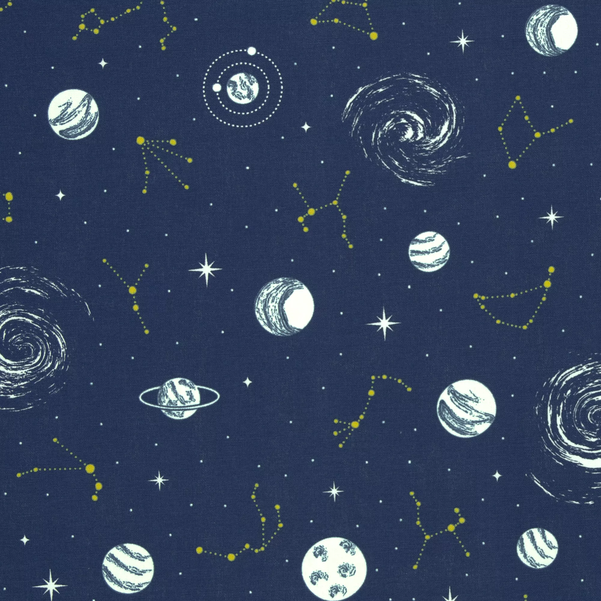 Glow in the dark Canvas blauw planeten en sterren
