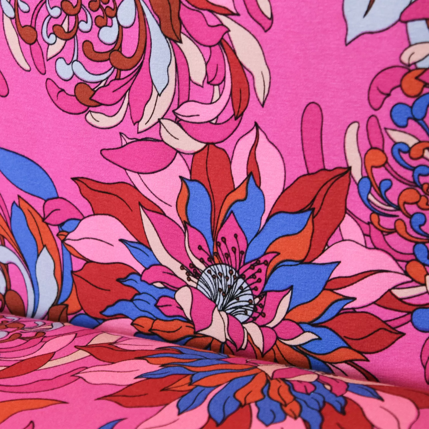 Tricot fuchsia met bloemen