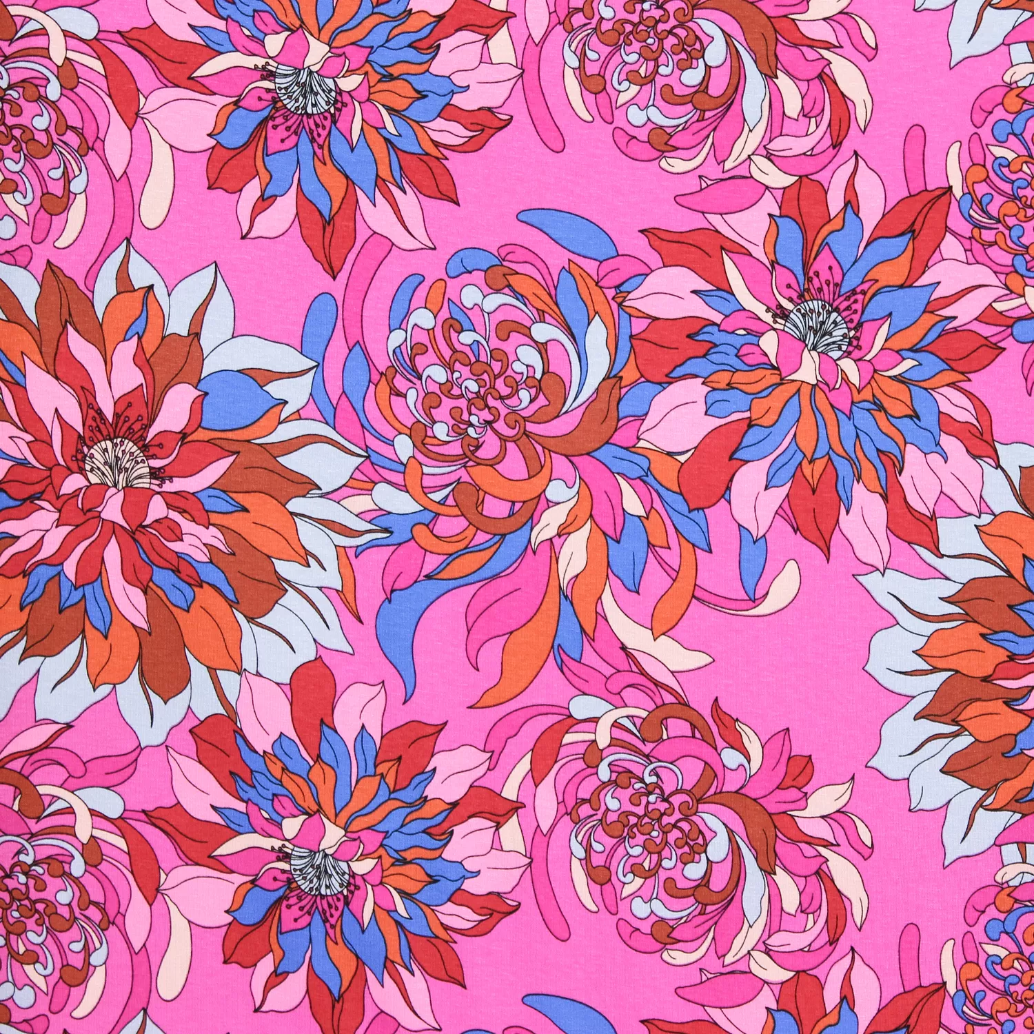Tricot fuchsia met bloemen