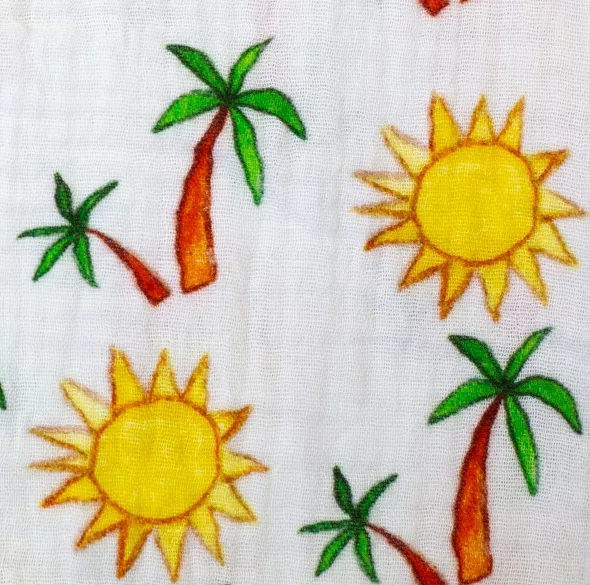 Tetra wit met zonnen en palmbomen