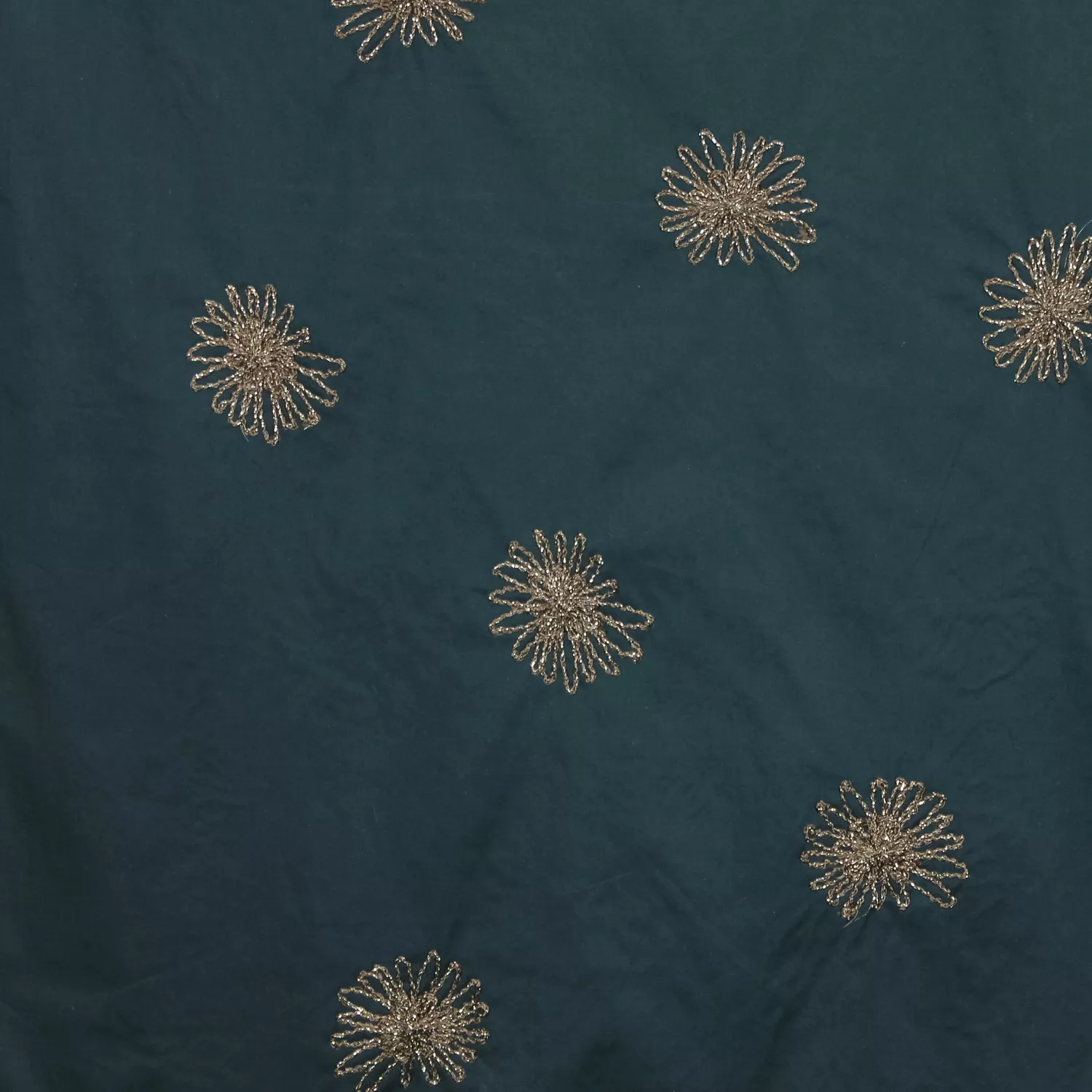 Katoen elasthane blauw met lurex geborduurd