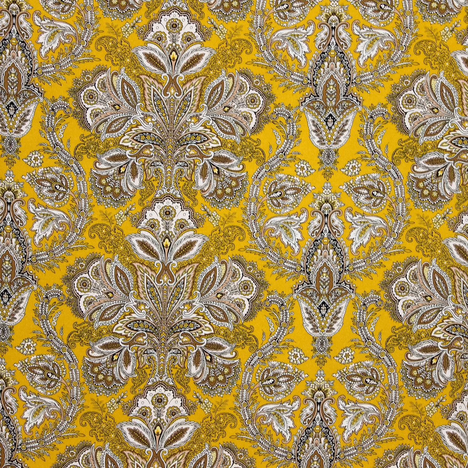 Viscose crêpe geel met mandala patroon