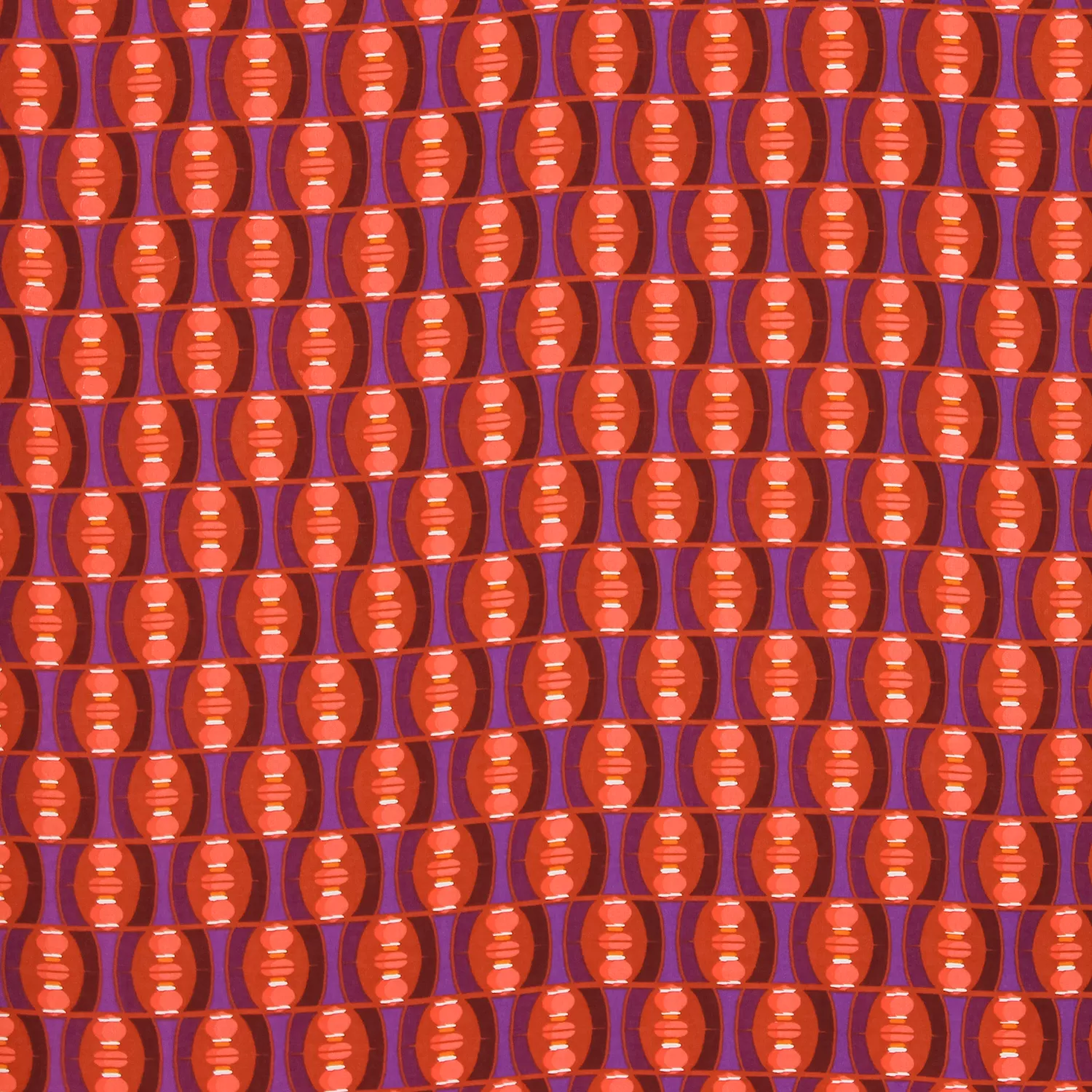 Viscose violet met bruin/oranje patroon   - Burda