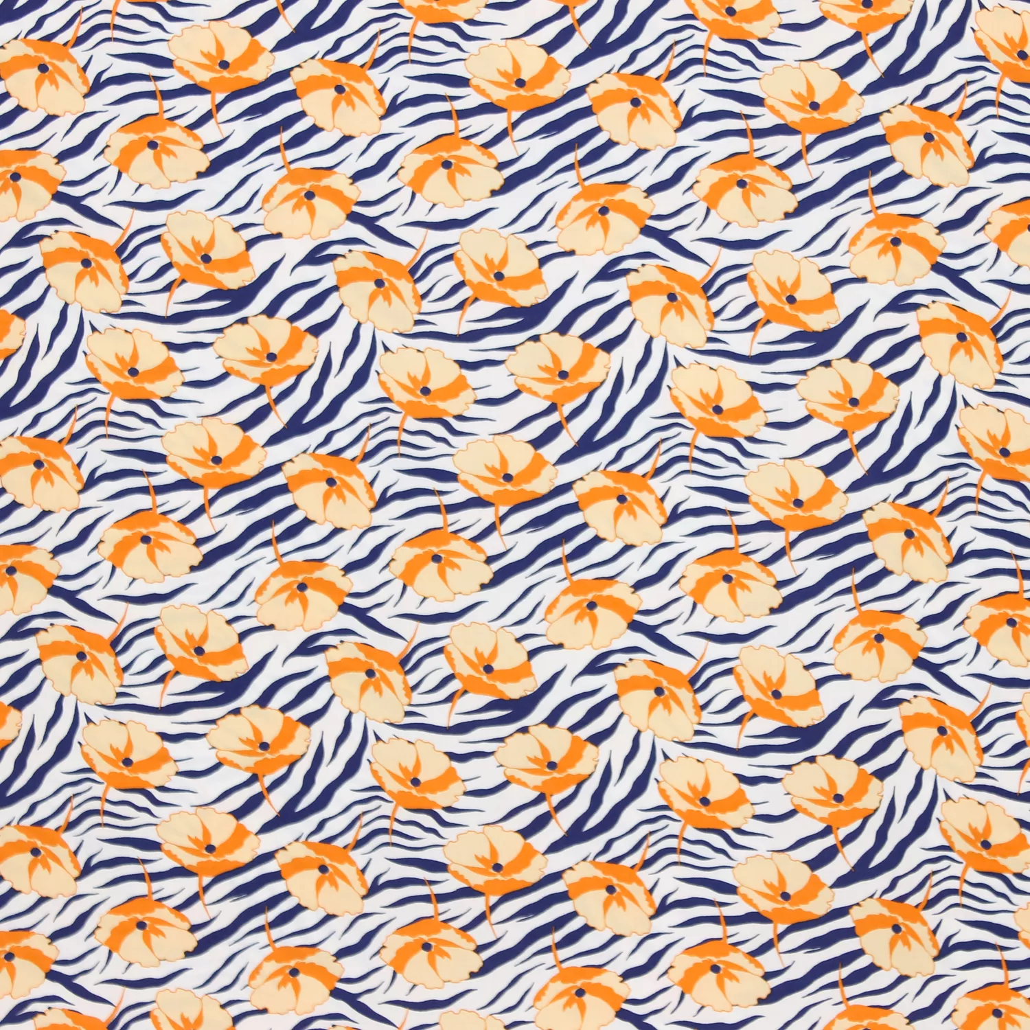 Viscose wit met strepen en bloemen