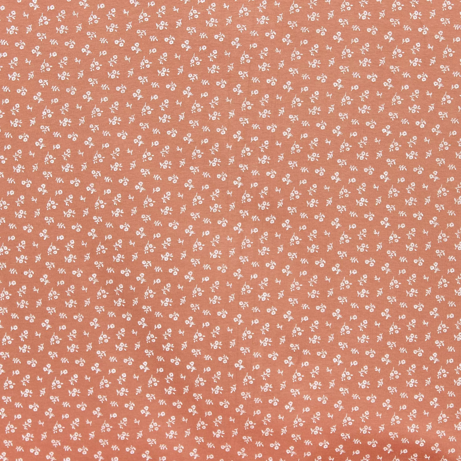 Katoen tricot bruin roze met kleine bloemetjes