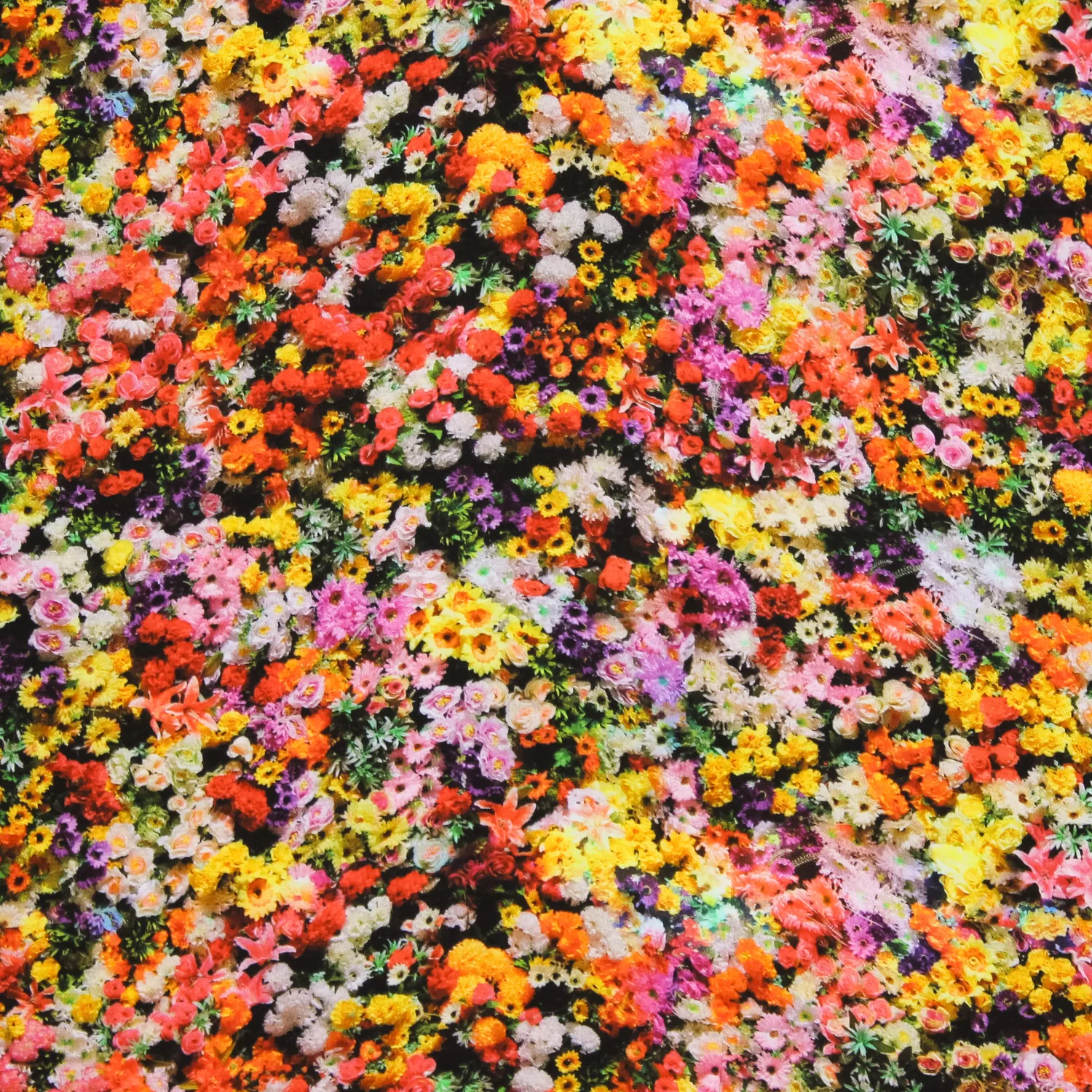 Viscose zwart met kleurrijke bloemen
