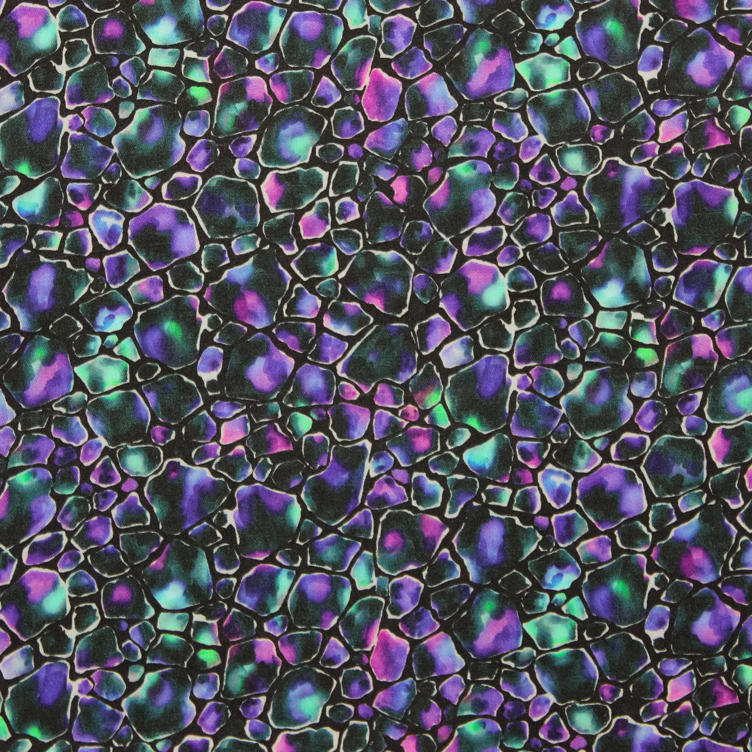Viscose blauw met kleurrijke vlakken