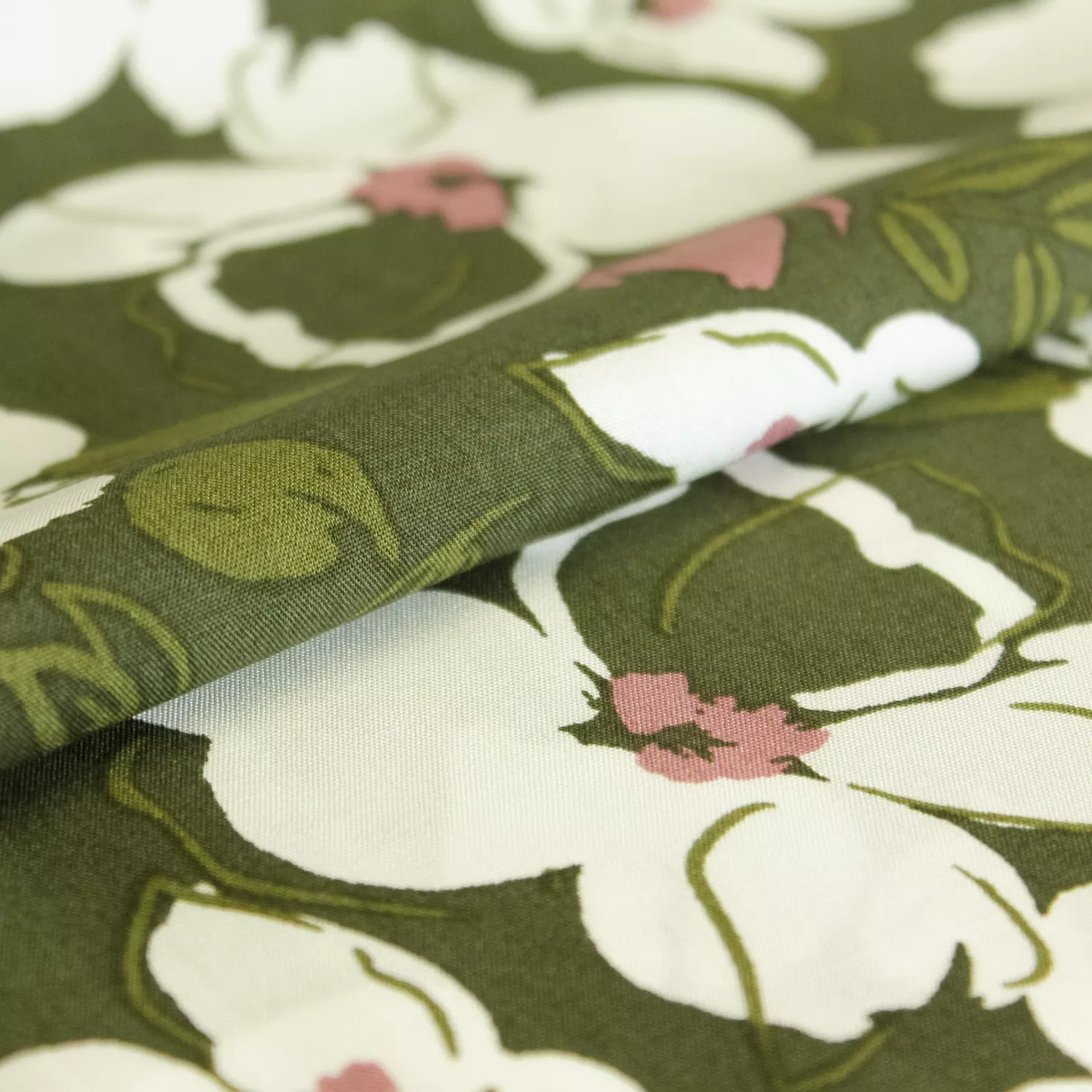 Viscose groen met bloemen