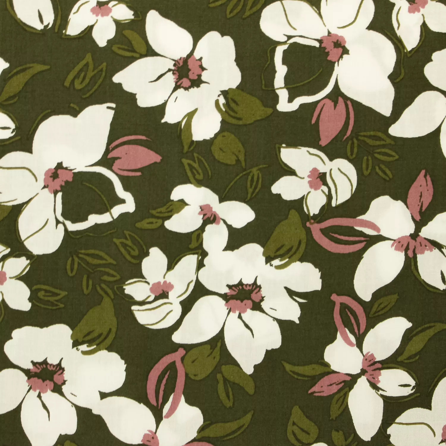 Viscose groen met bloemen