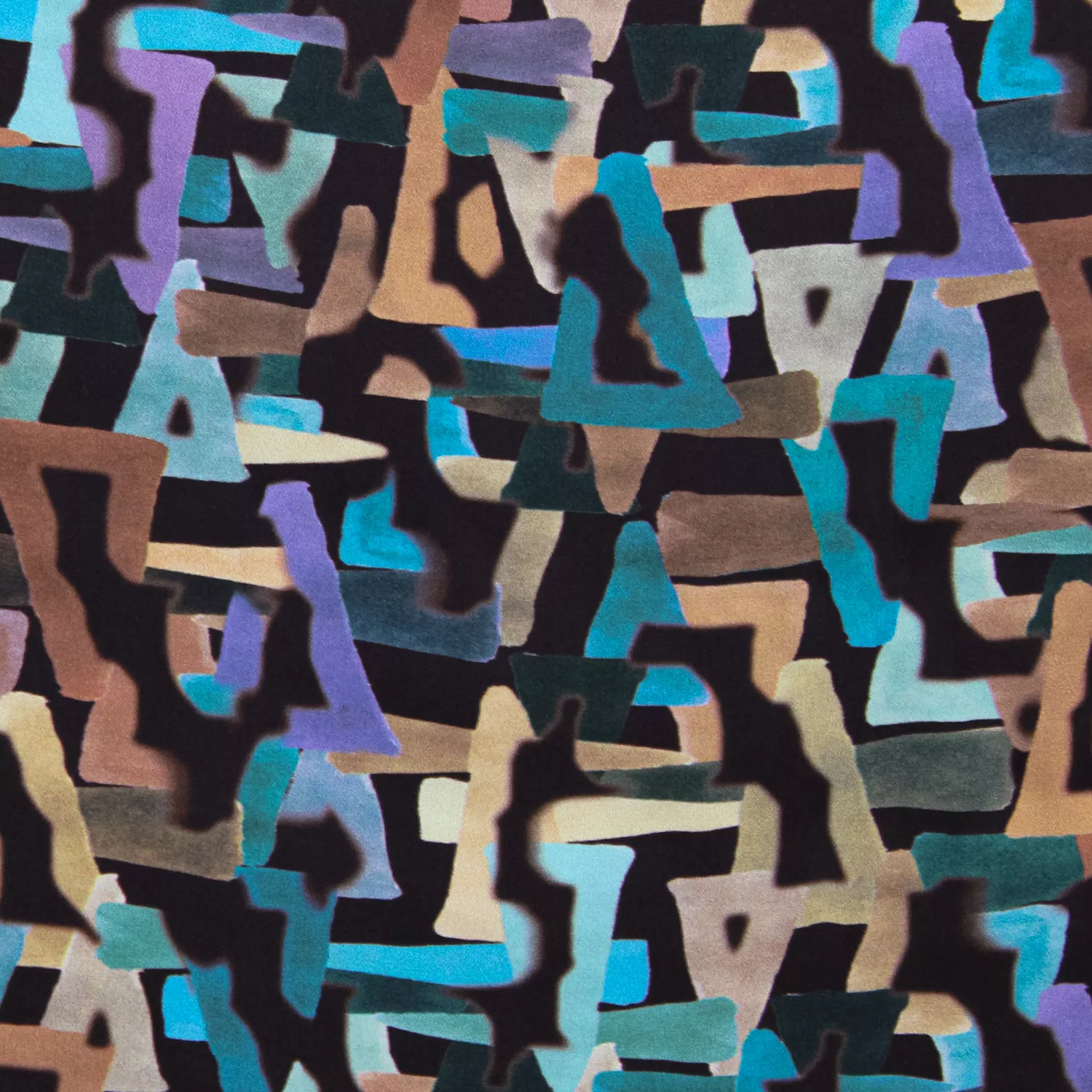 Viscose bruin met abstracte vormen