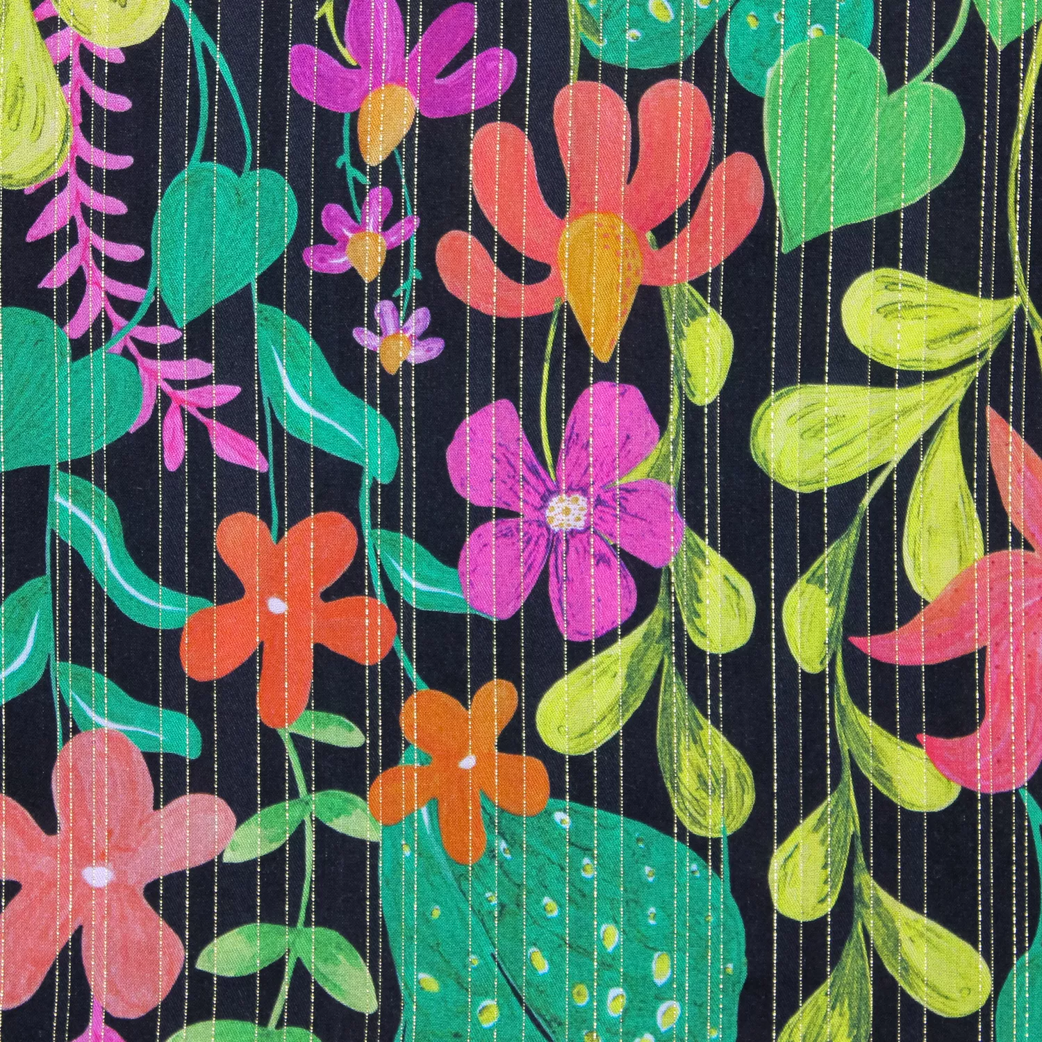 Viscose zwart met bloemen