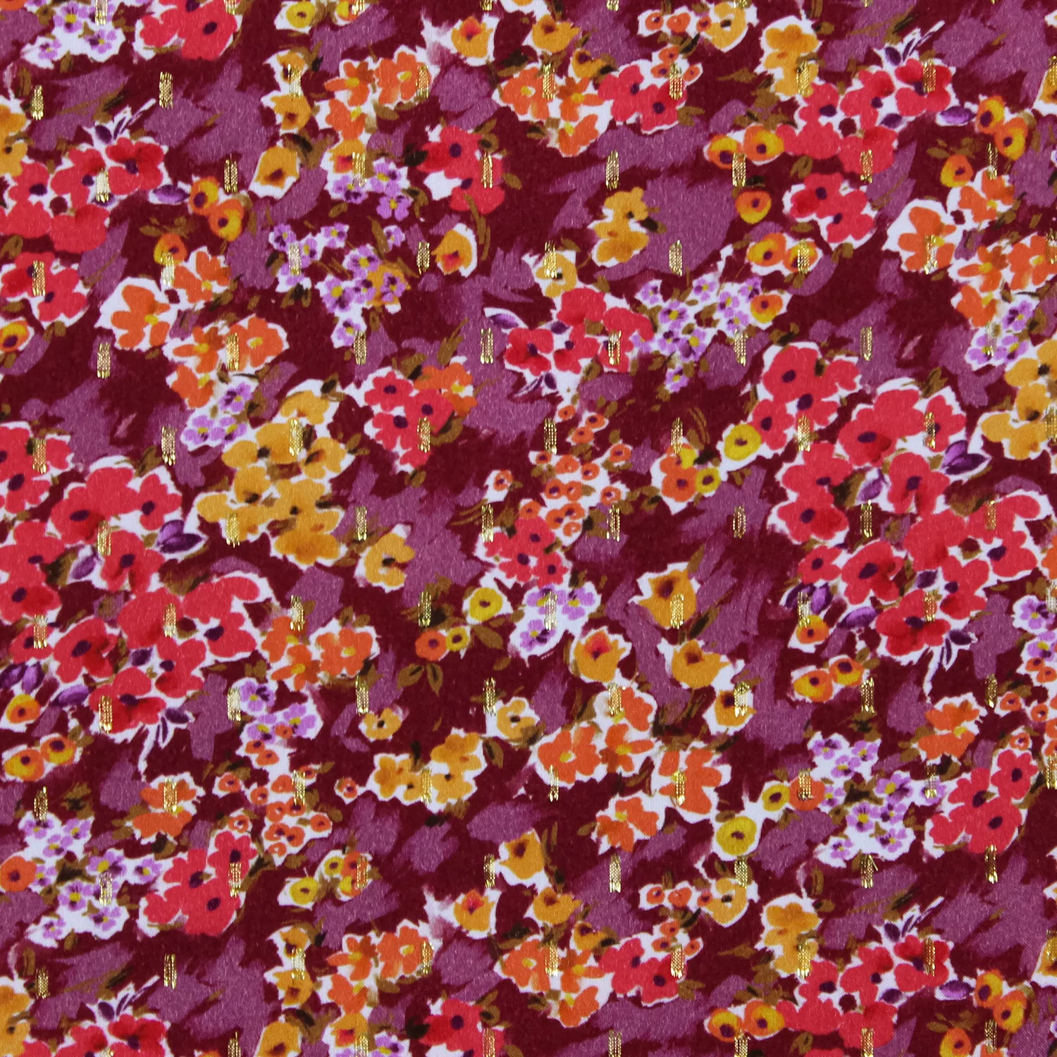 Viscose roze met bloemen