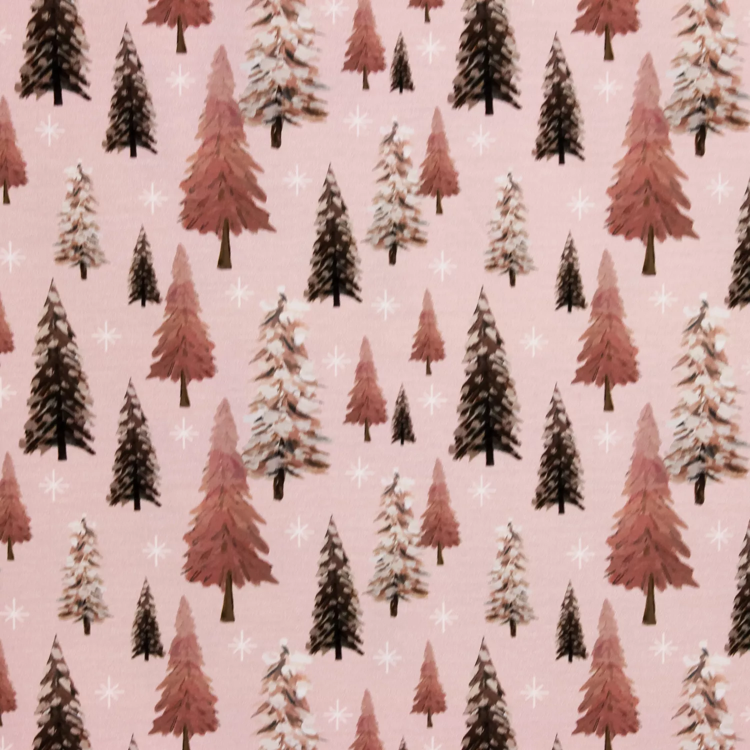 Tricot roze met dennebomen