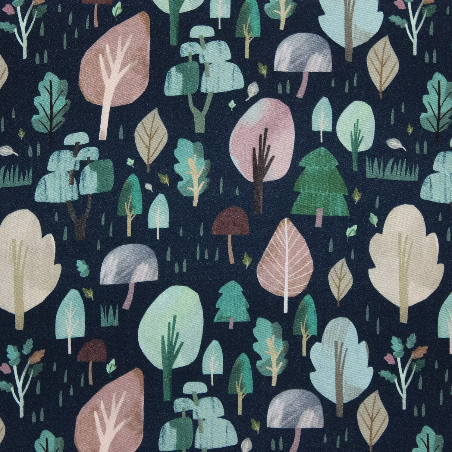 Viscose blauw met bomen - Katia