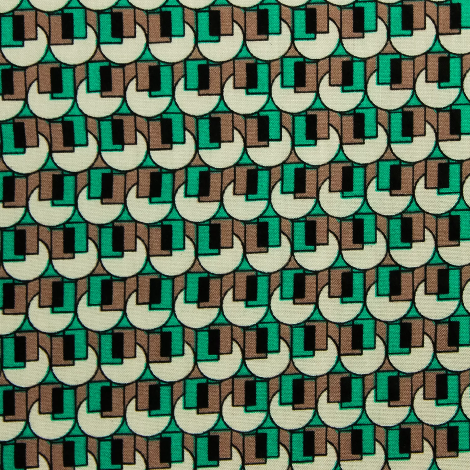 Viscose groen met retroprint