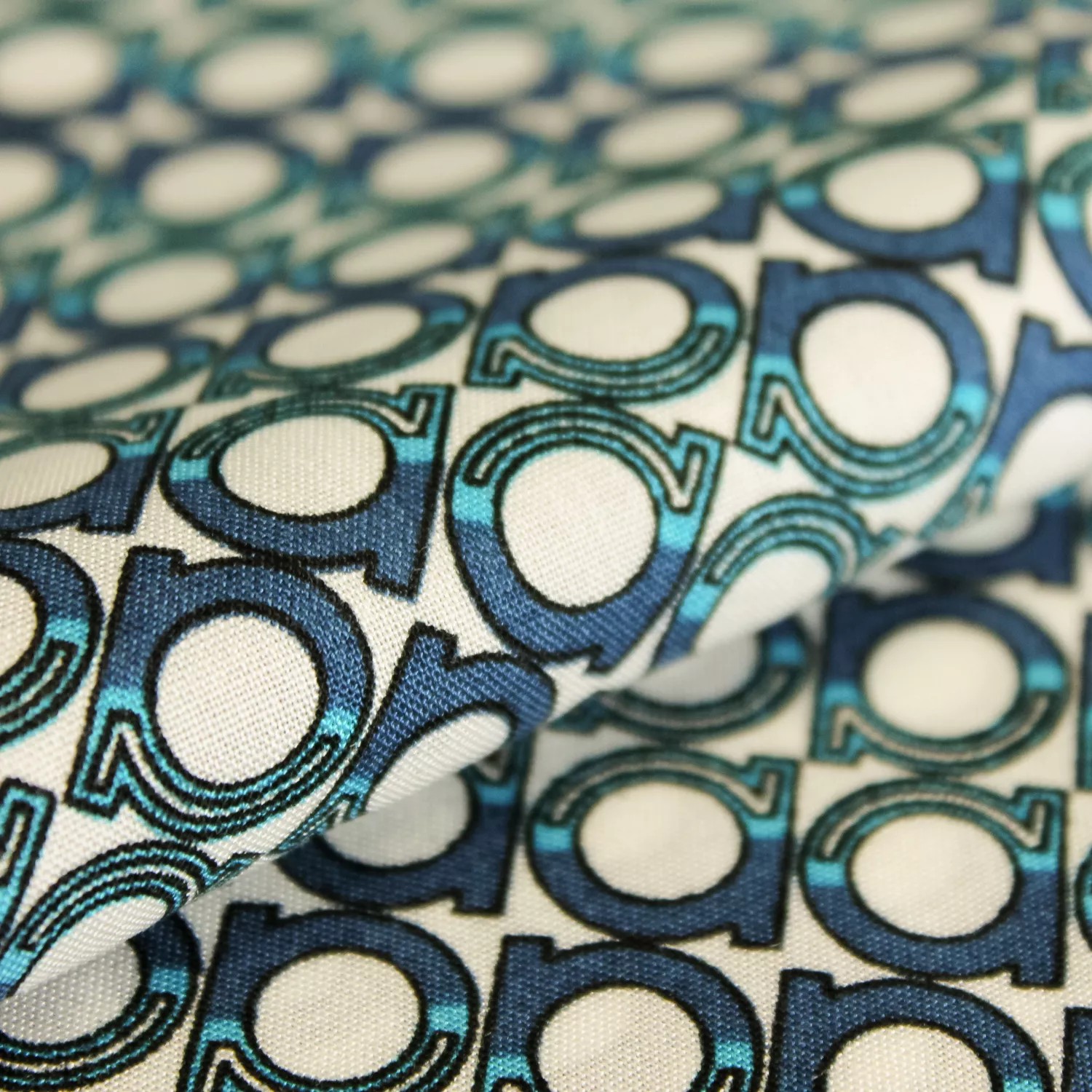 Viscose blauw met print