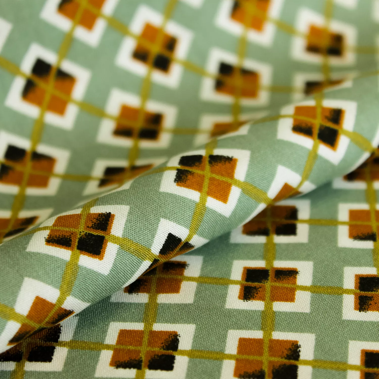 Viscose groen met ruitenmotief