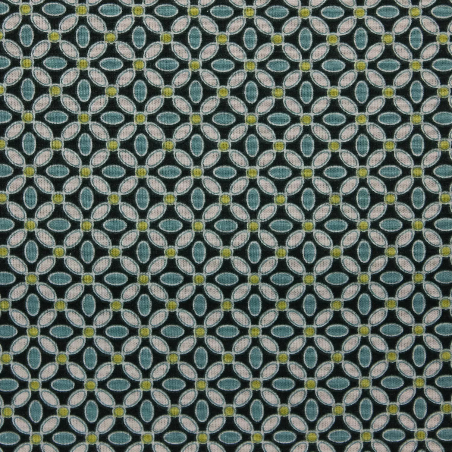 Katoen blauw met cirkelmotief