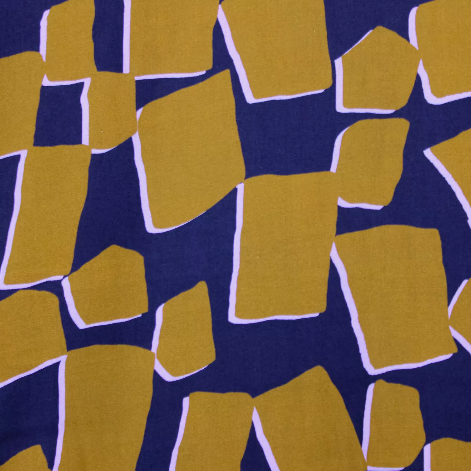 Viscose blauw met bruine rechthoeken