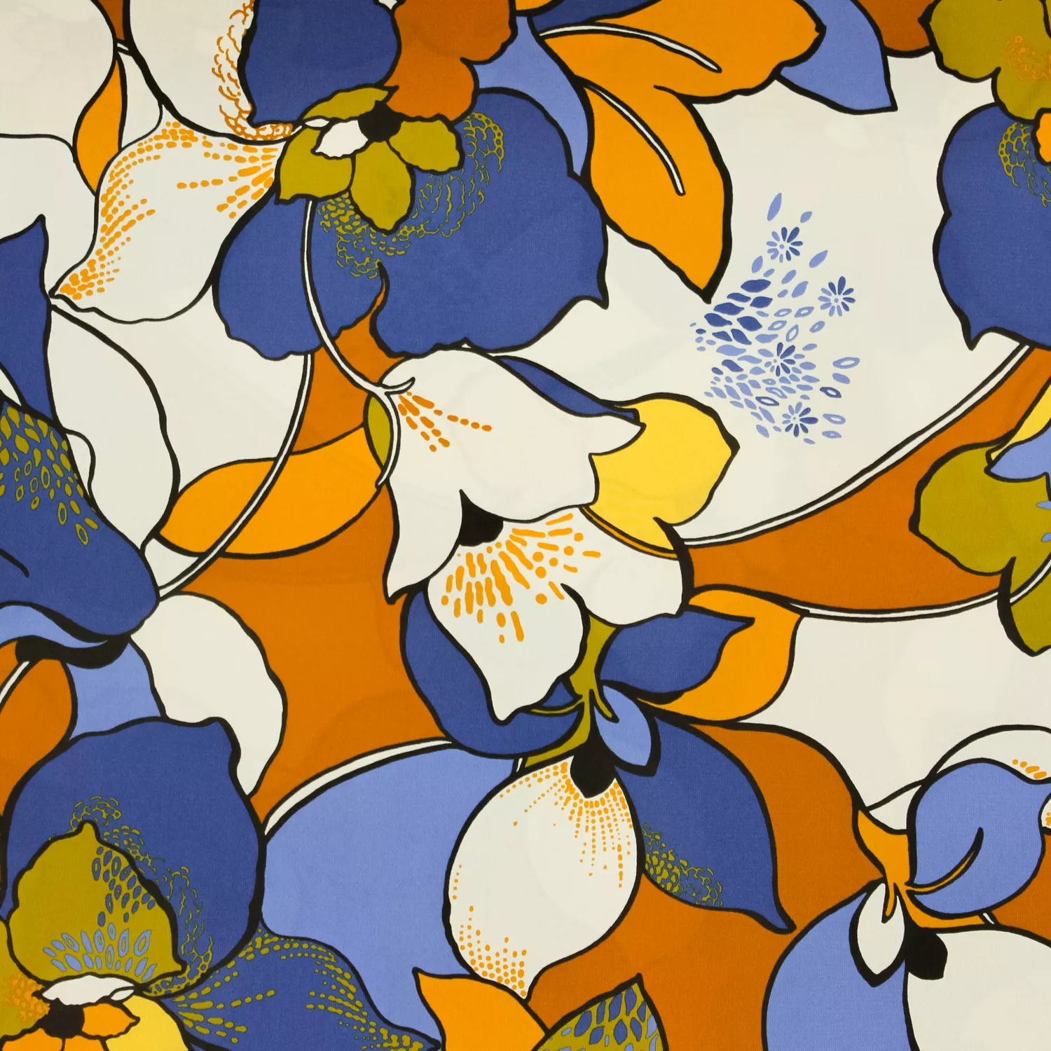Polyester ecru met bloemen - Knipmode