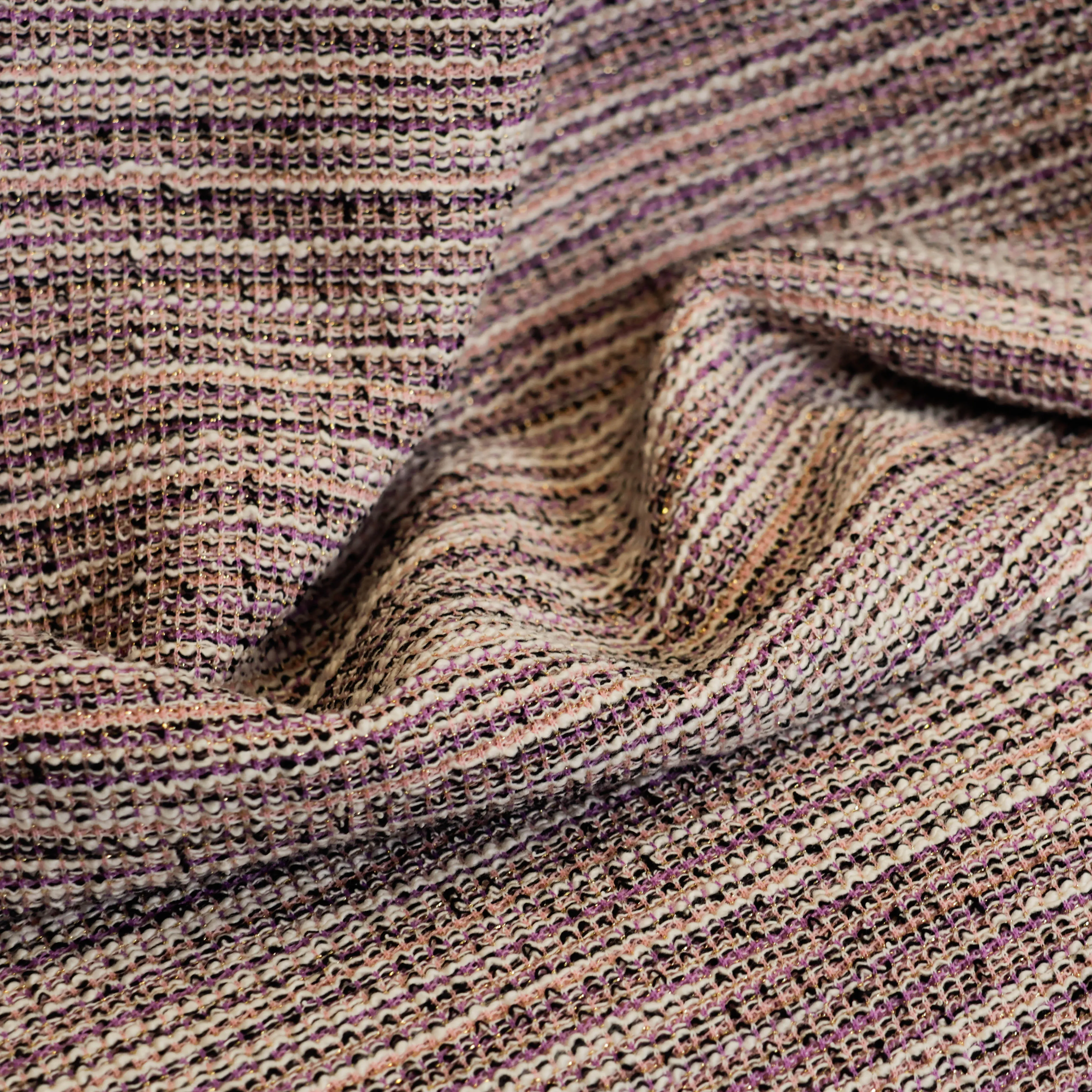Chanel tricot gestreept roze en gouddraad