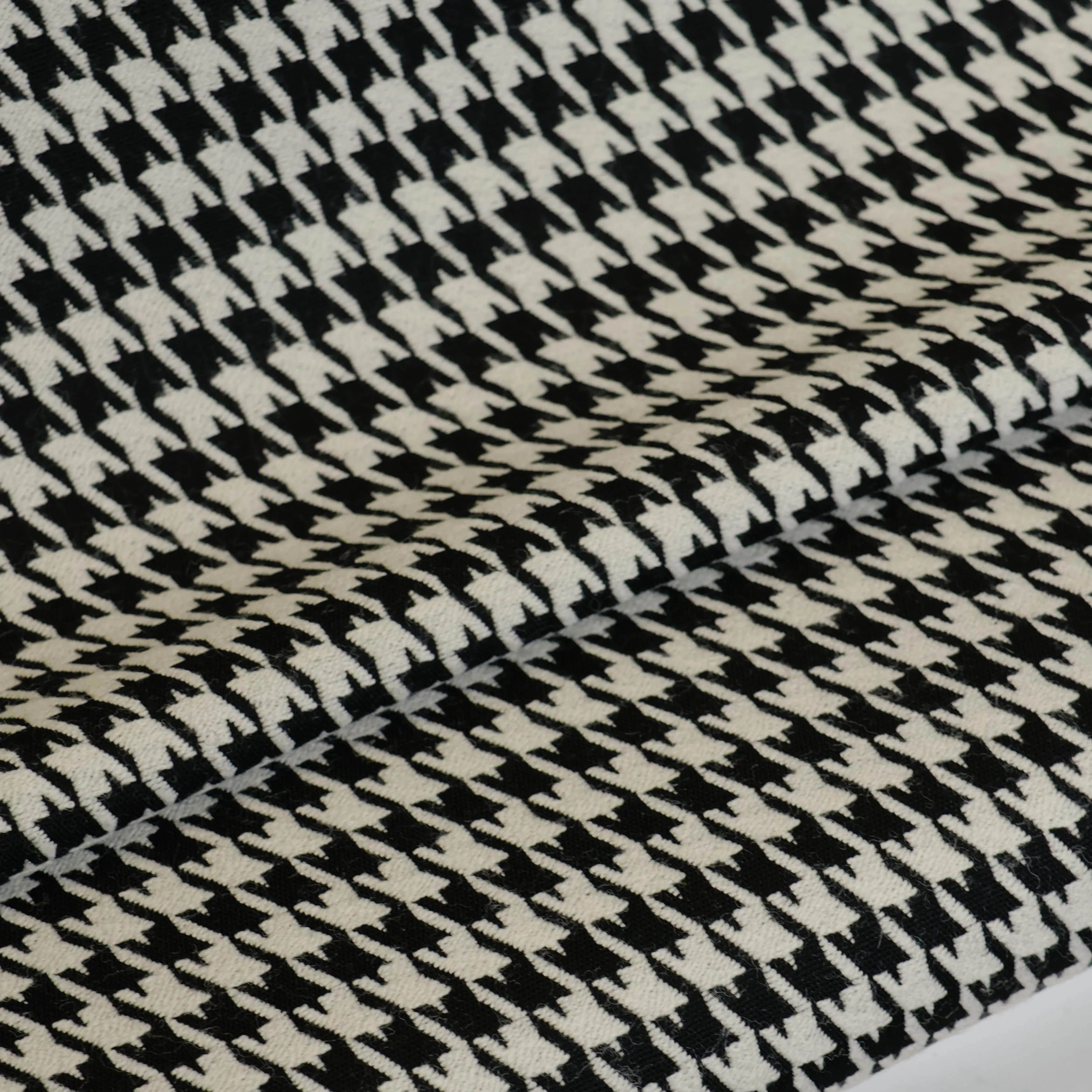 Jacquard wol pied-de-poule zwart en wit