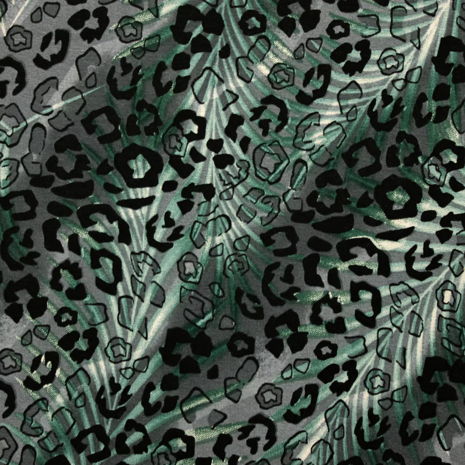 Viscose tricot grijs met luipaardprint