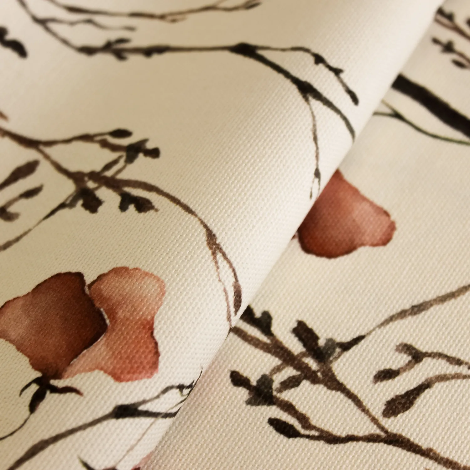 Canvas wit met takken en bloemen