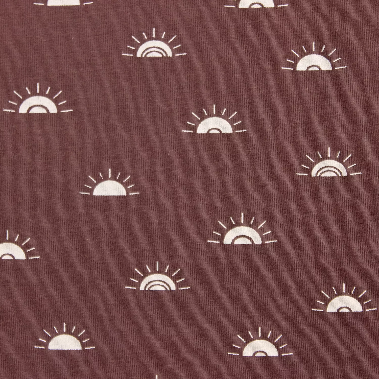 Katoen tricot mauve met zonnetjes