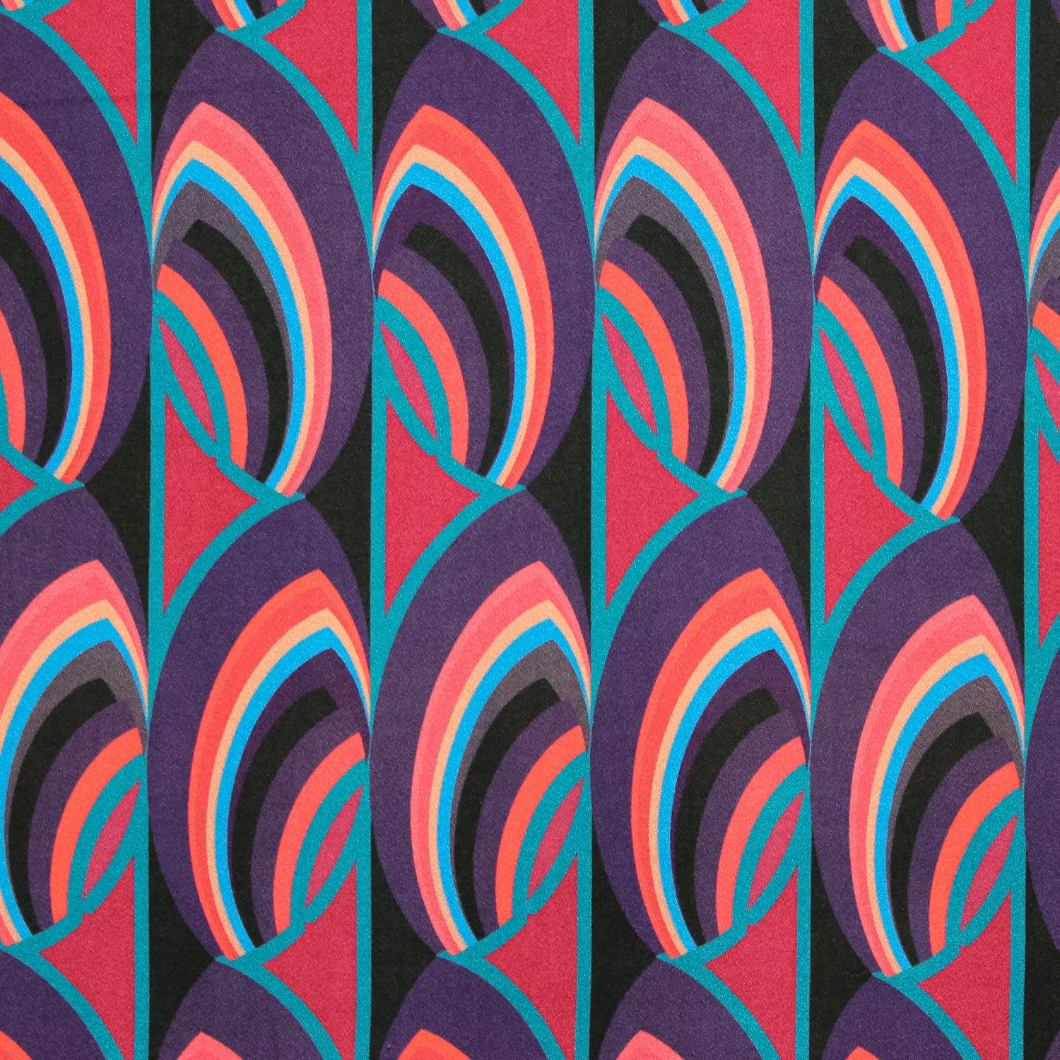 Viscose mauve met abstract motief