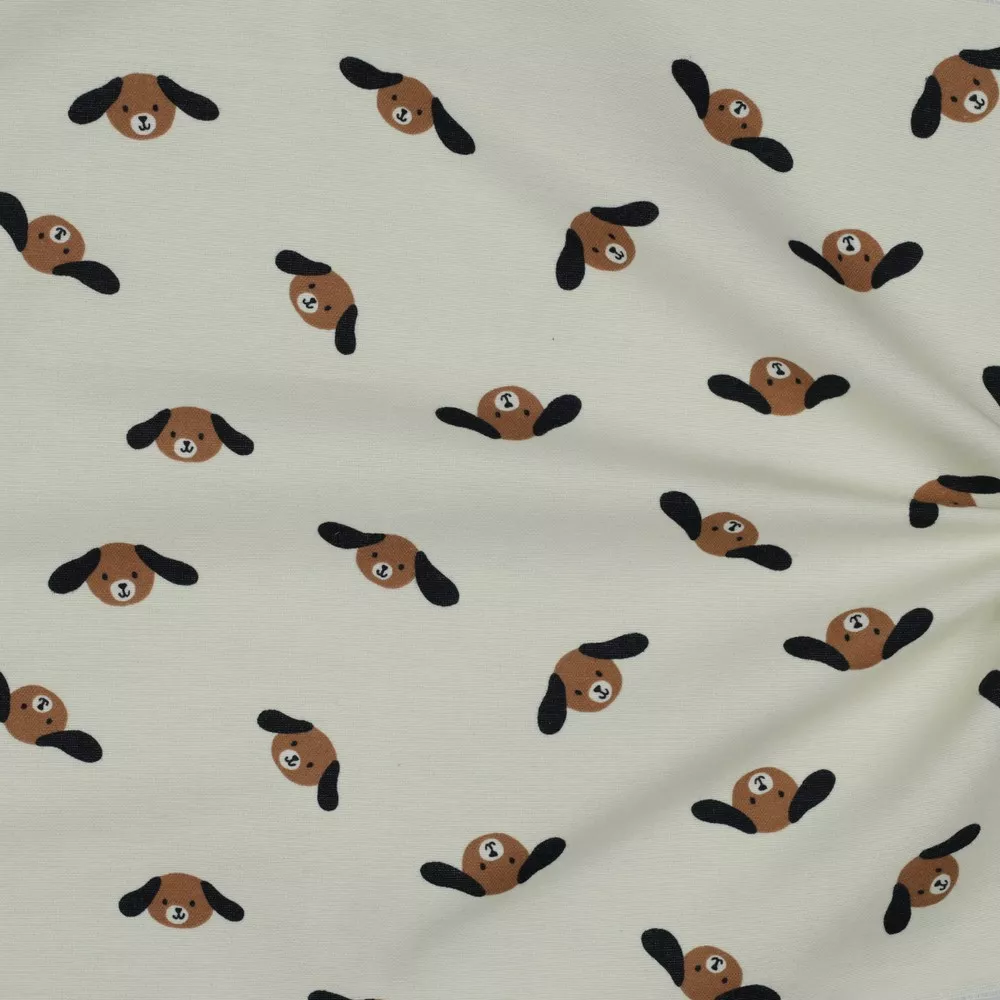 Flanel ecru met hondjes - Poppy