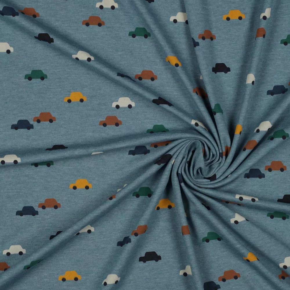 Tricot blauw met auto's - Poppy