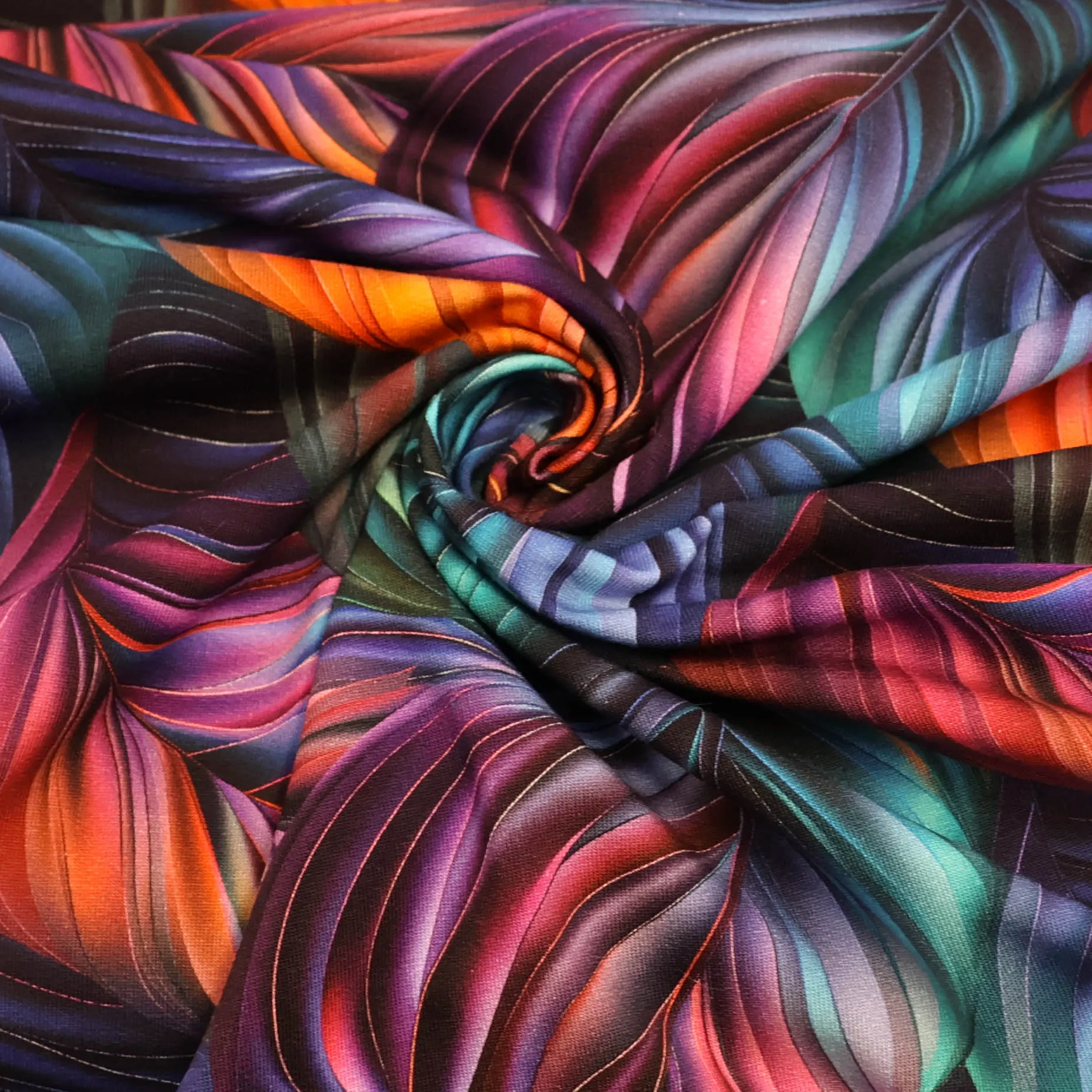 French terry met abstract verenpatroon
