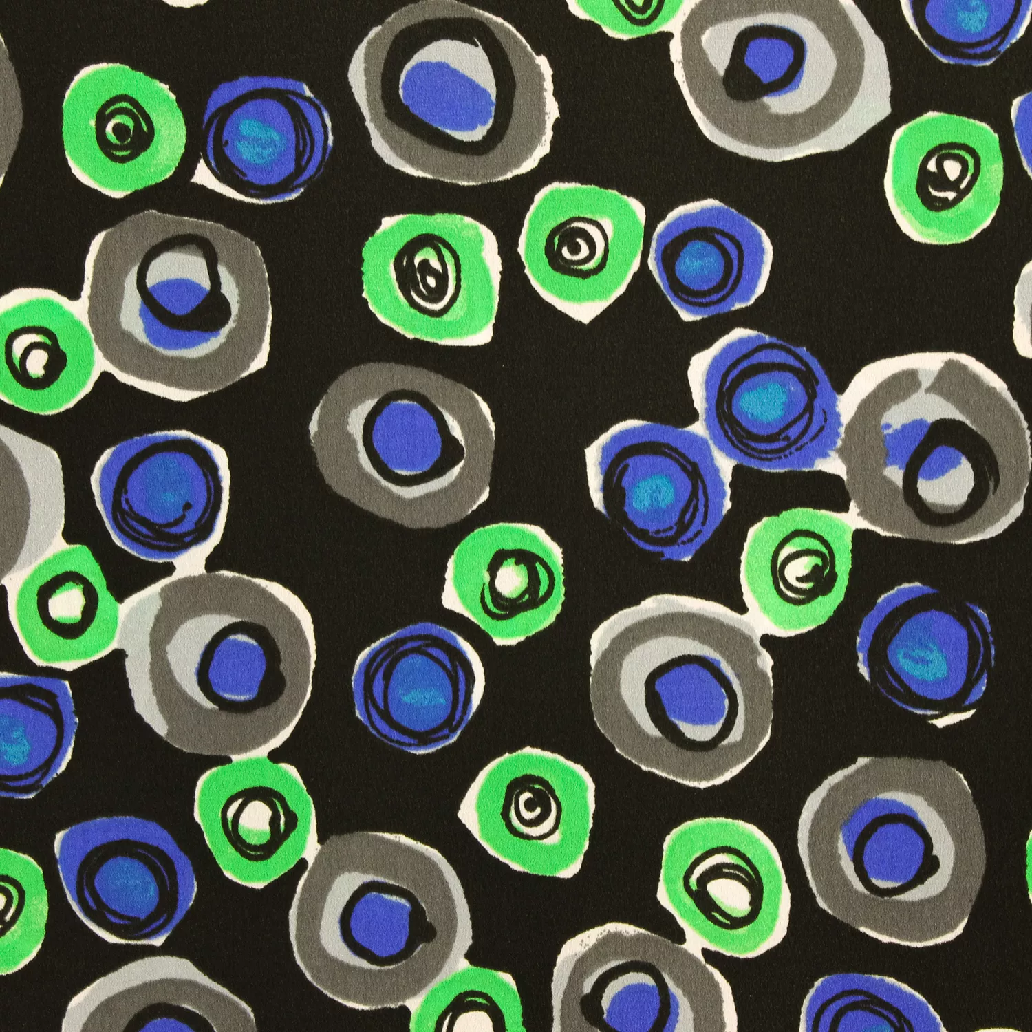 Polyester zwart met gekleurde cirkels