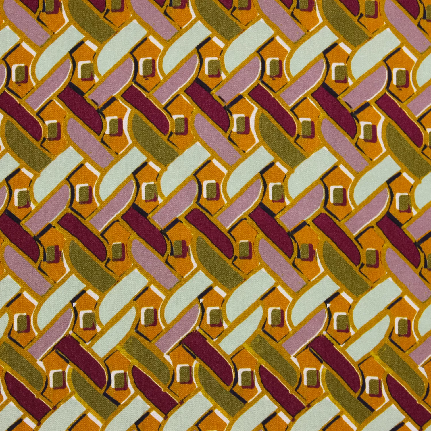 Viscose bruin met kleurrijk motief - Burda