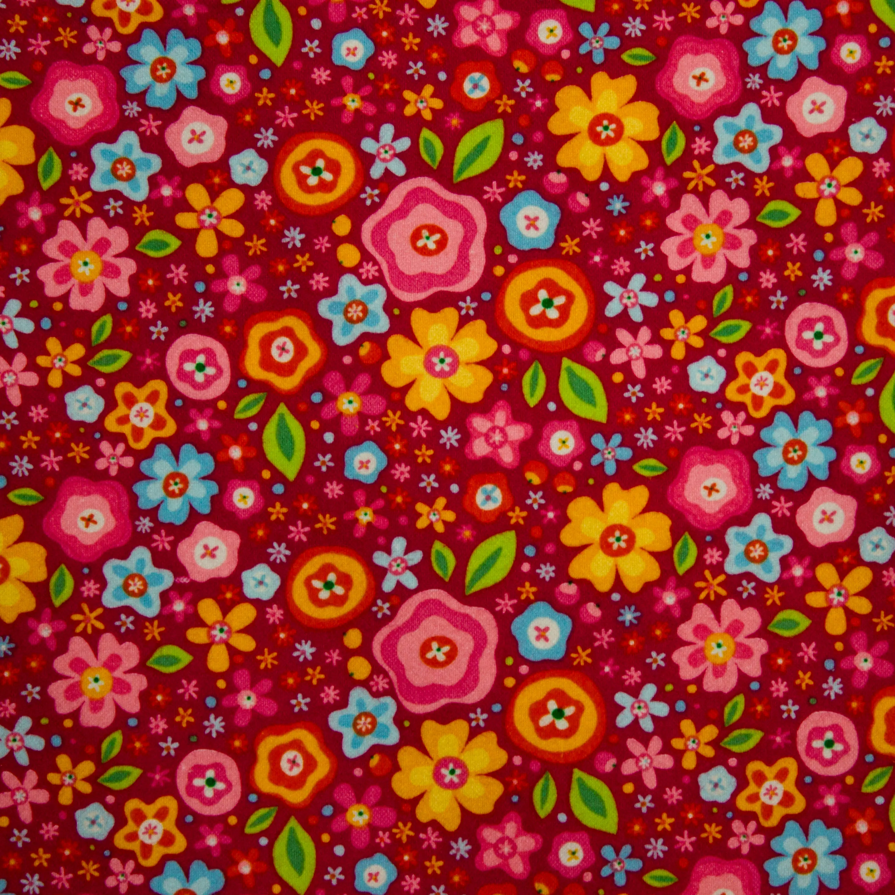 Flanel rood met kleurrijke bloemen