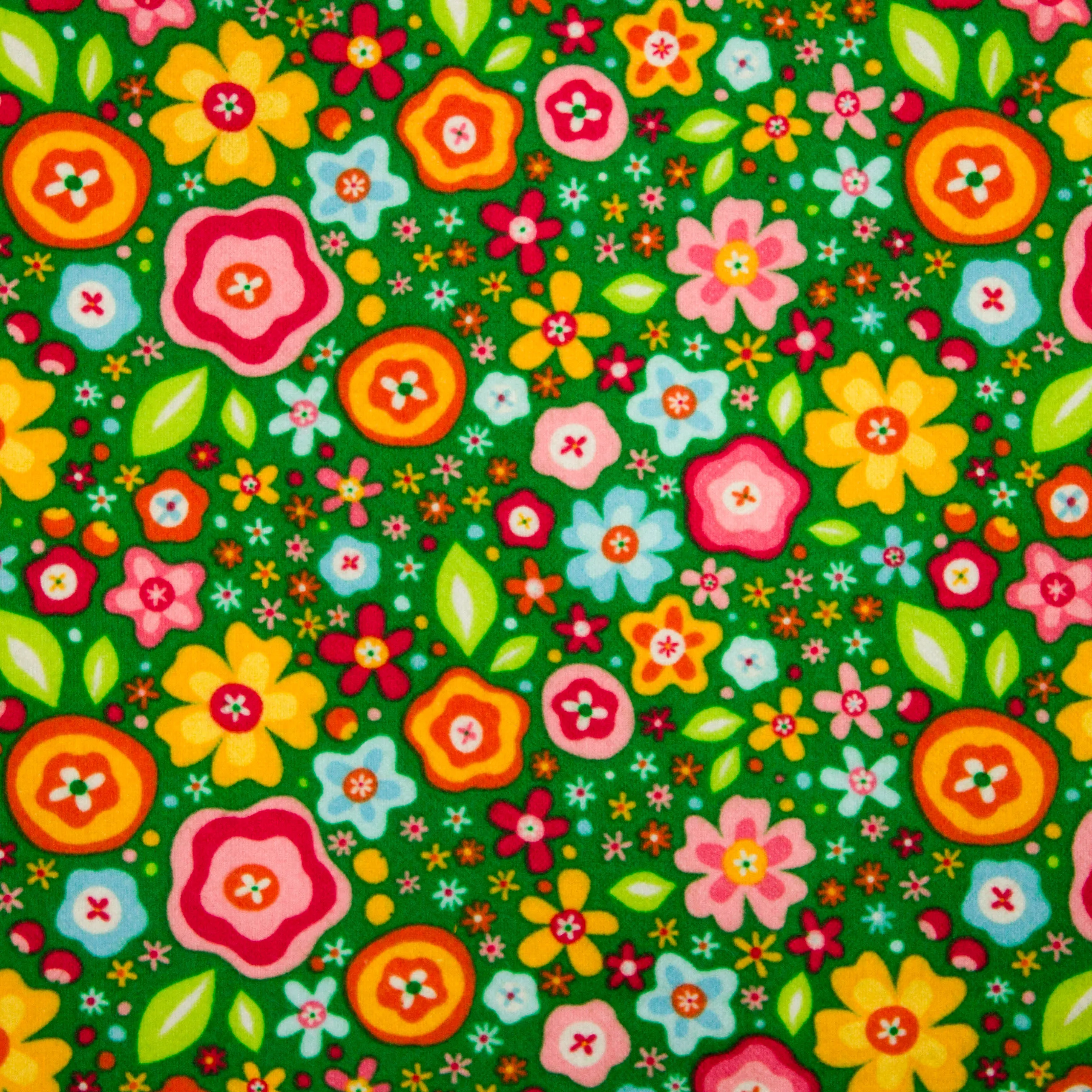 Flanel groen met kleurrijke bloemen