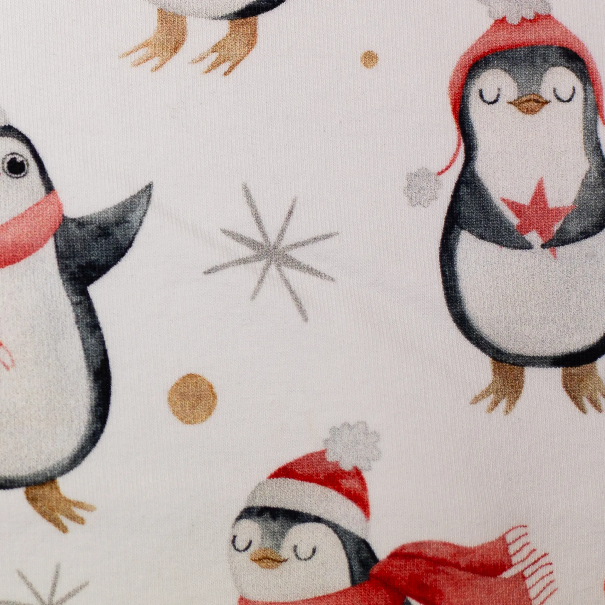French terry wit met pinguïns