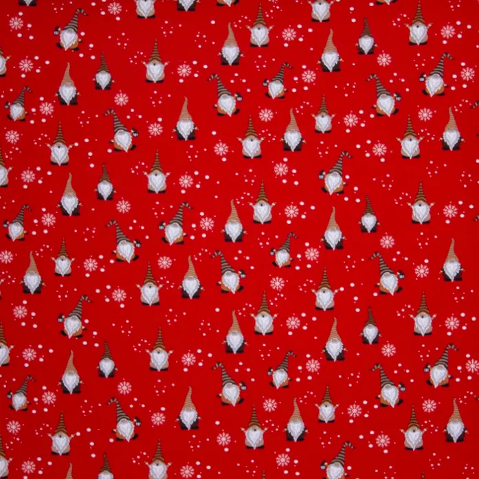Tricot rood met kerstkabouters