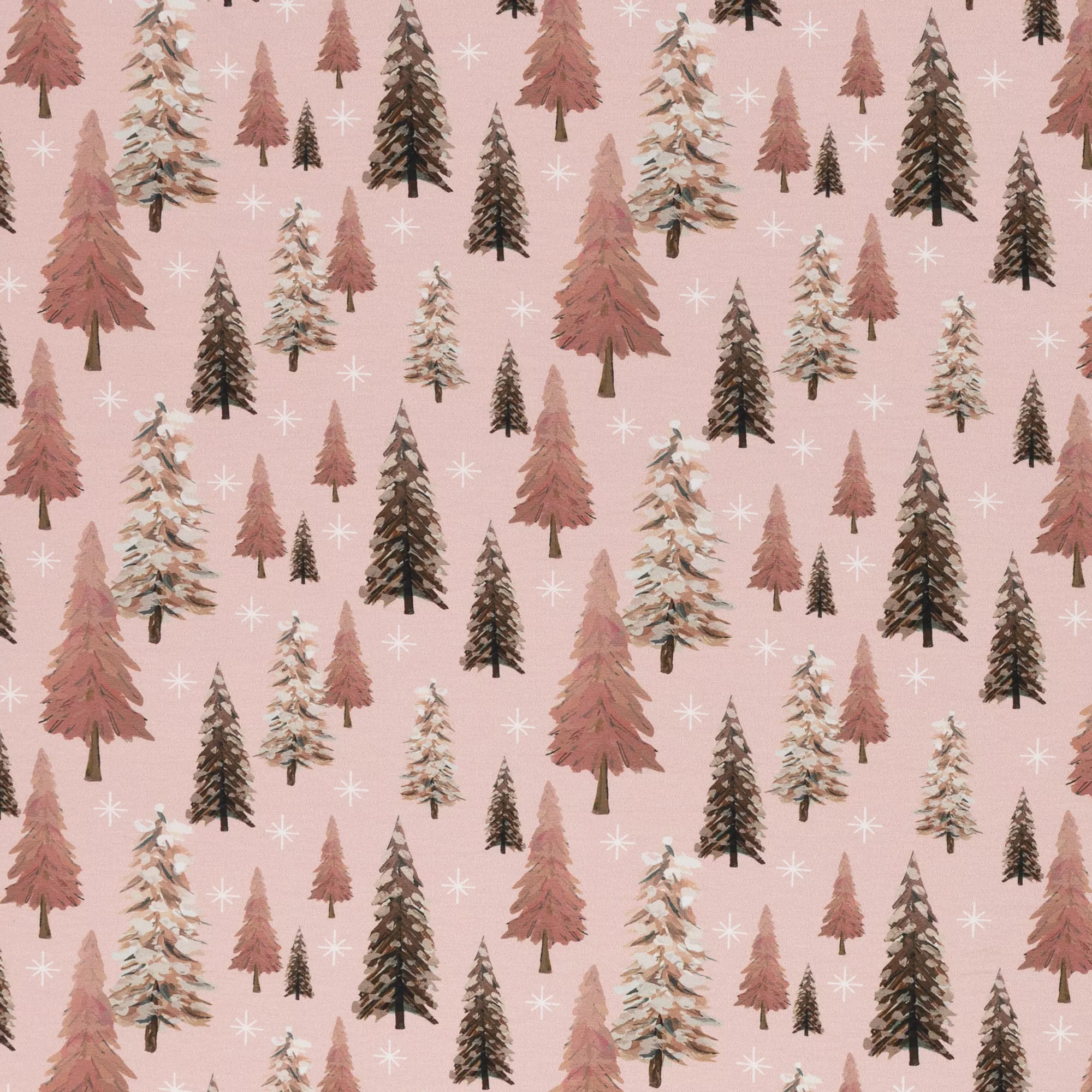 Tricot roze met kerstbomen