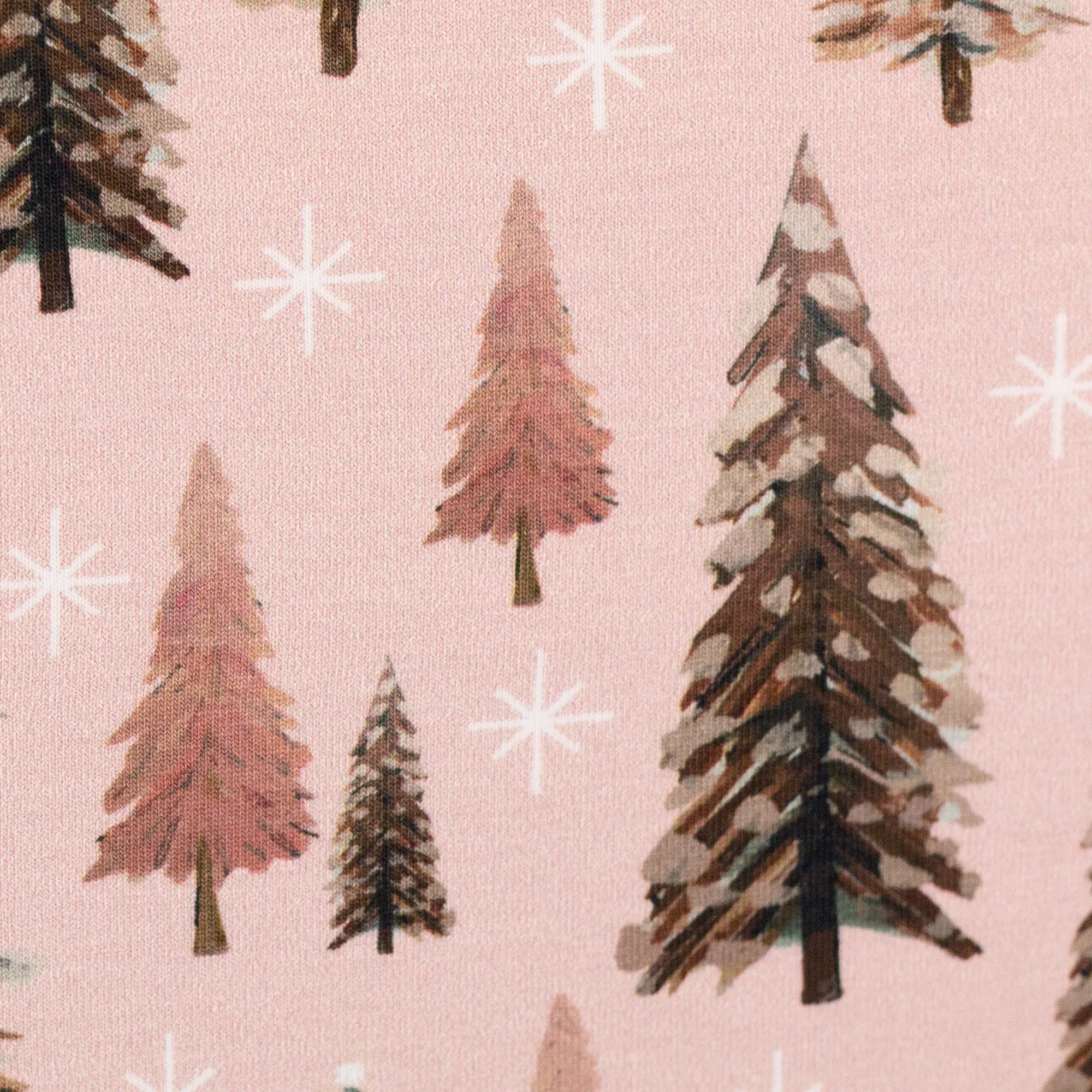 Tricot roze met kerstbomen