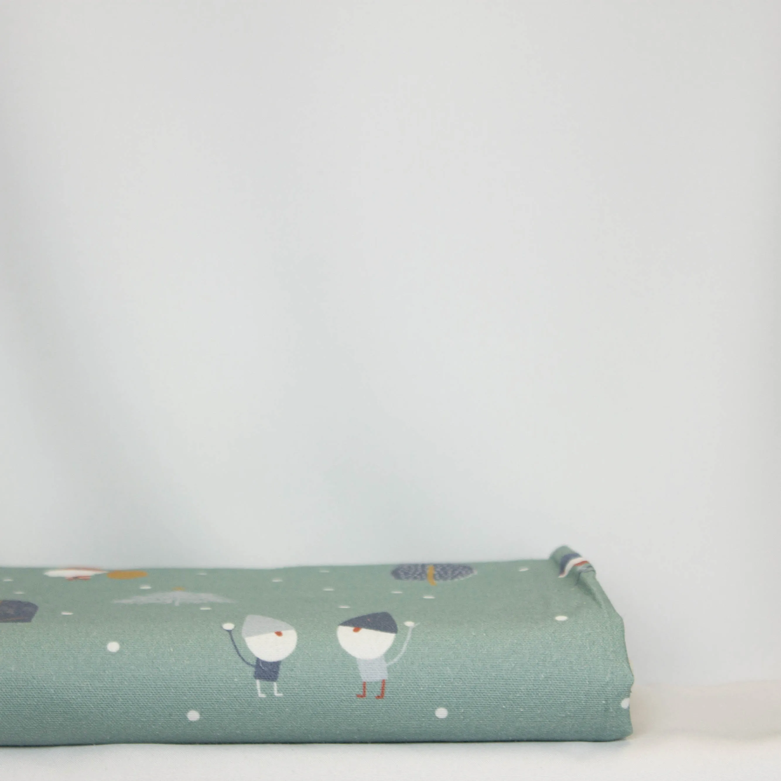Canvas groen met sneeuwfiguren