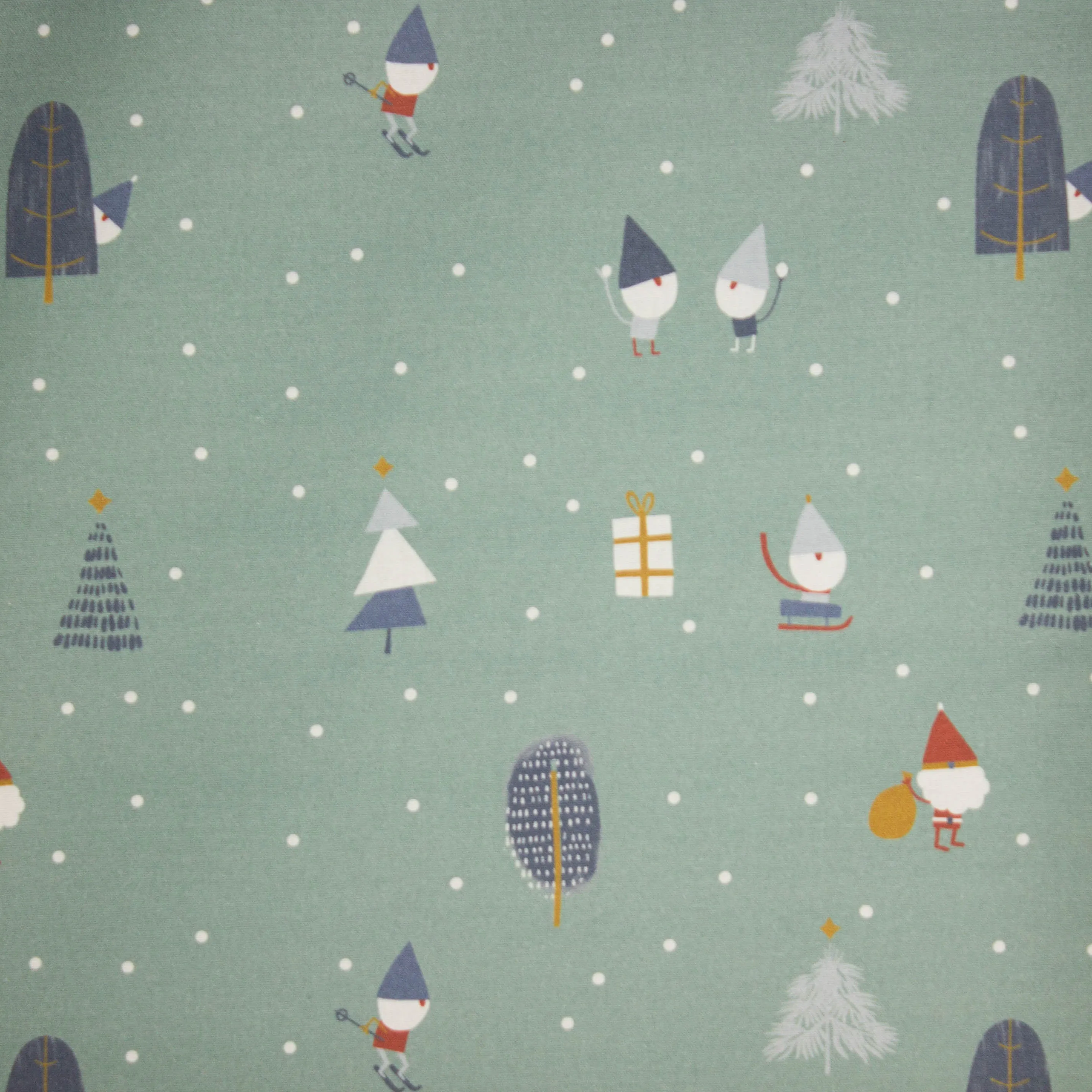 Canvas groen met sneeuwfiguren