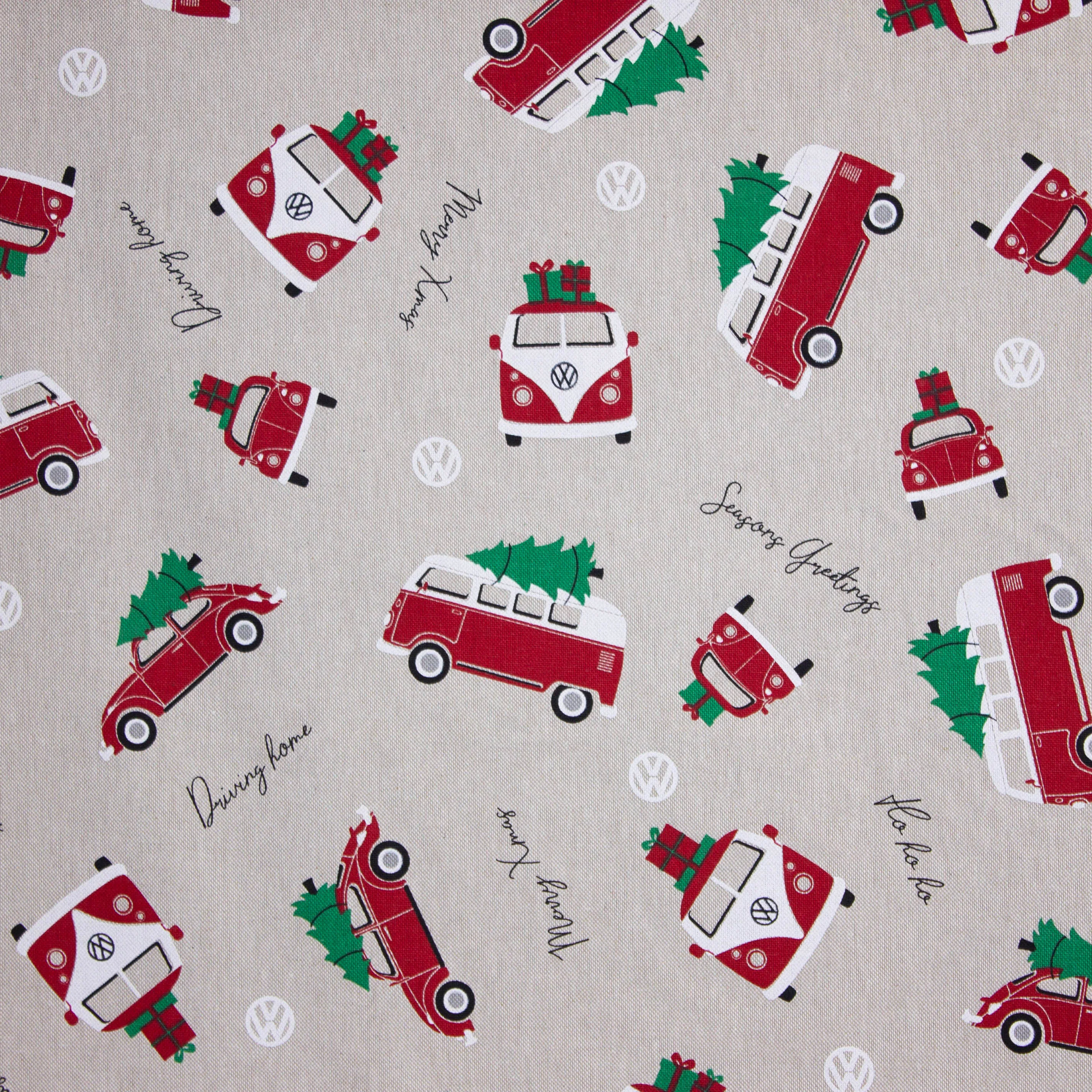 Canvas bruin met kerstauto's