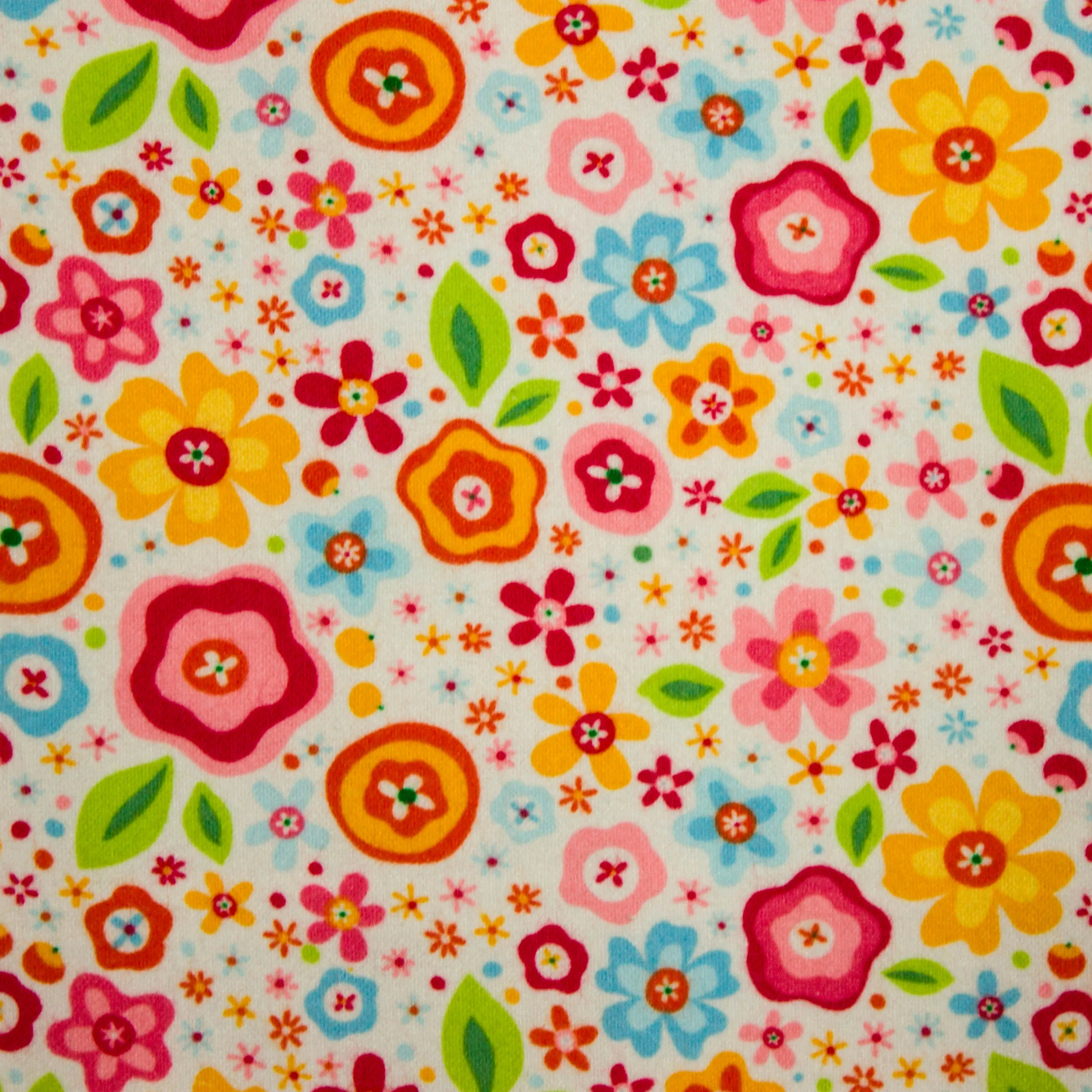 Flanel wit met kleurrijke bloemen