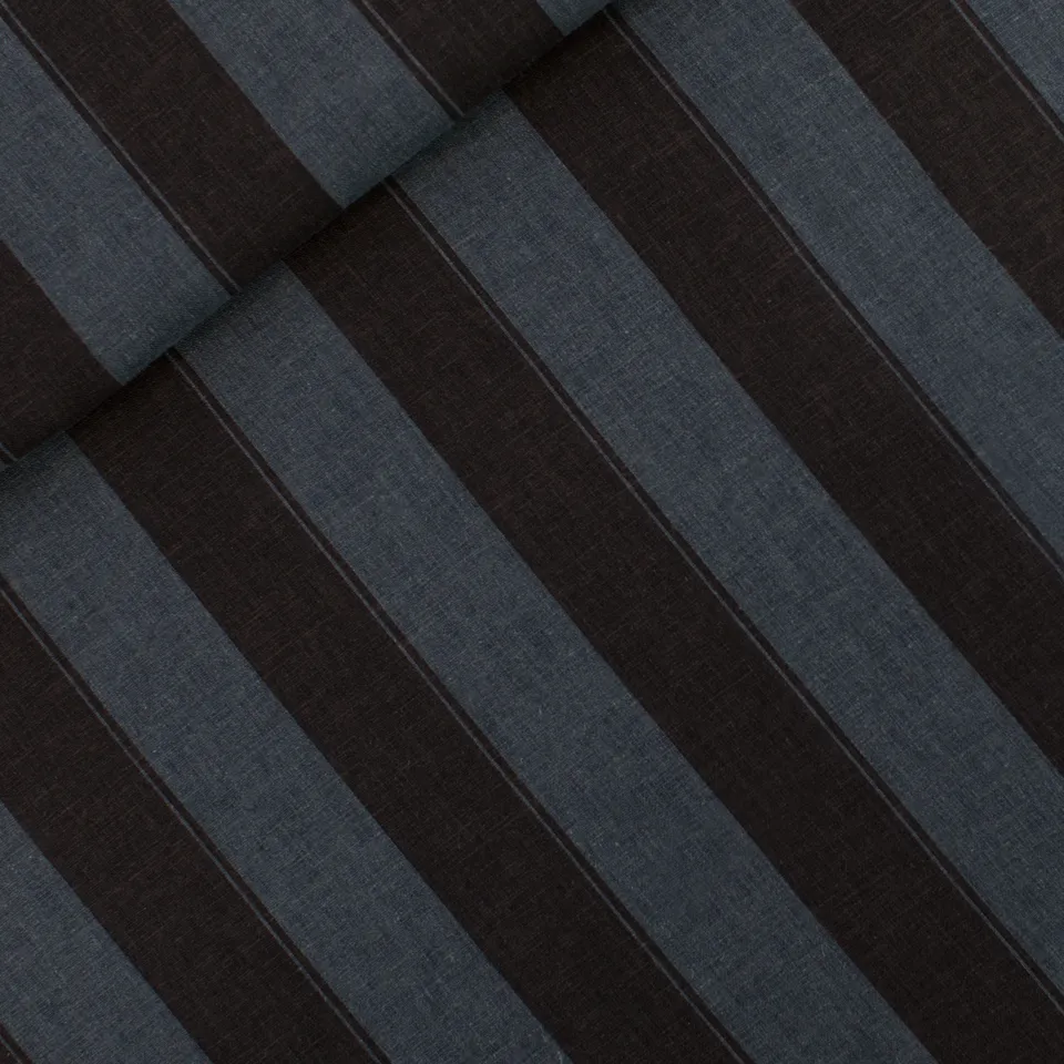 Linnen/viscose blauw zwart gestreept 'Verticals' van See You At Six