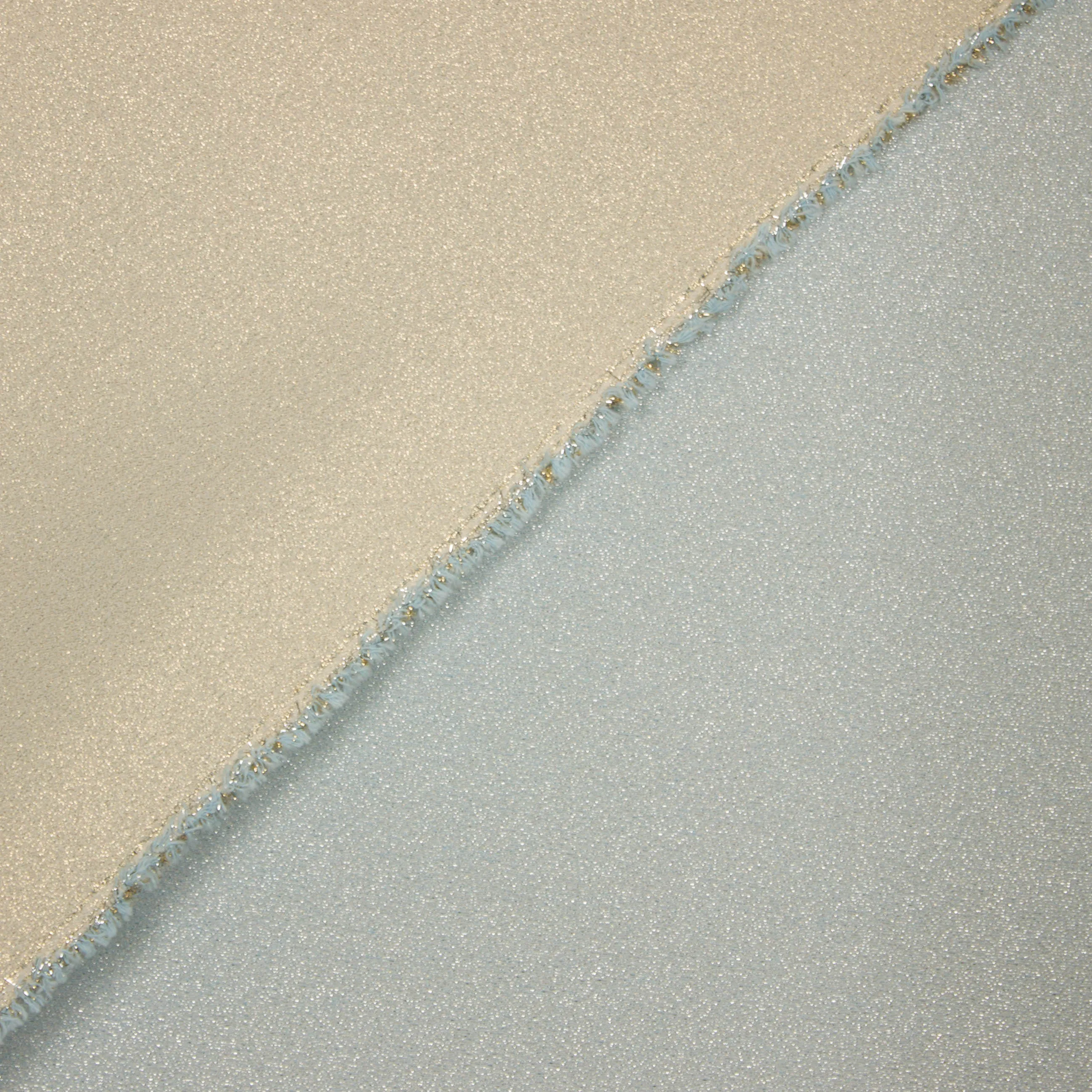 Double face jacquard blauw / nude met glitter
