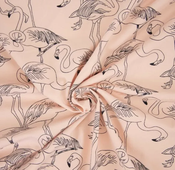 Tricot licht koraal met flamingo's  - Katia Fabrics